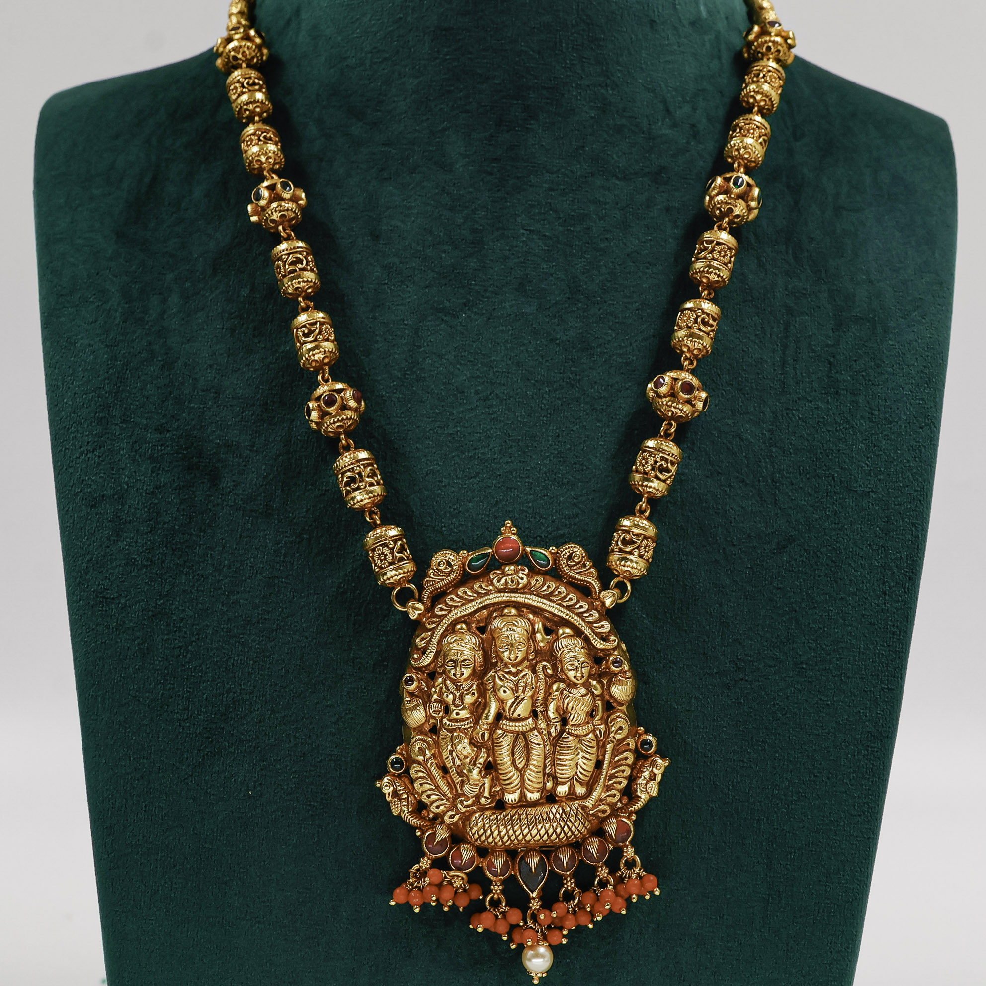 Gold Polished Silver Lakshmi Necklace