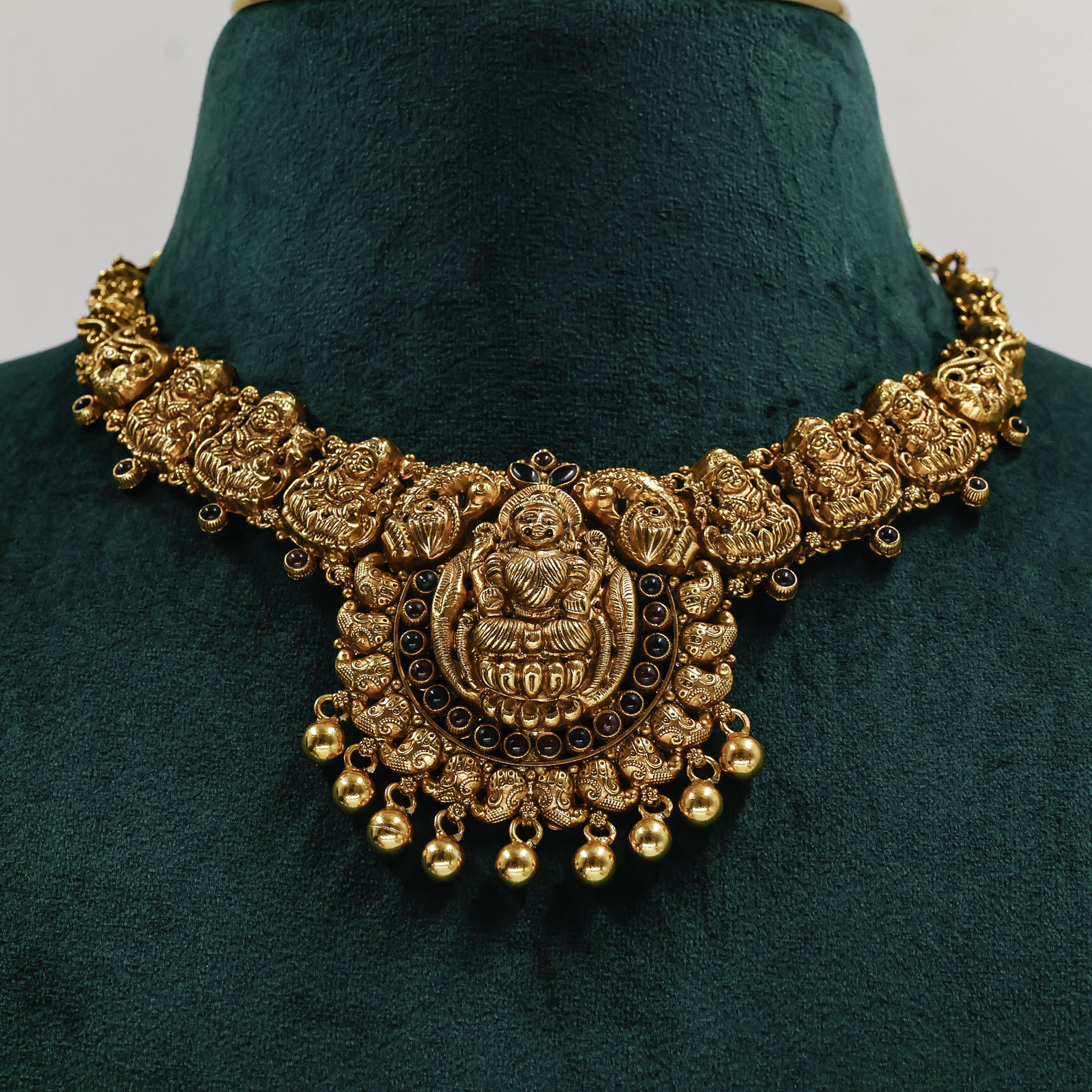Lakshmi Gold Polished Silver Necklace