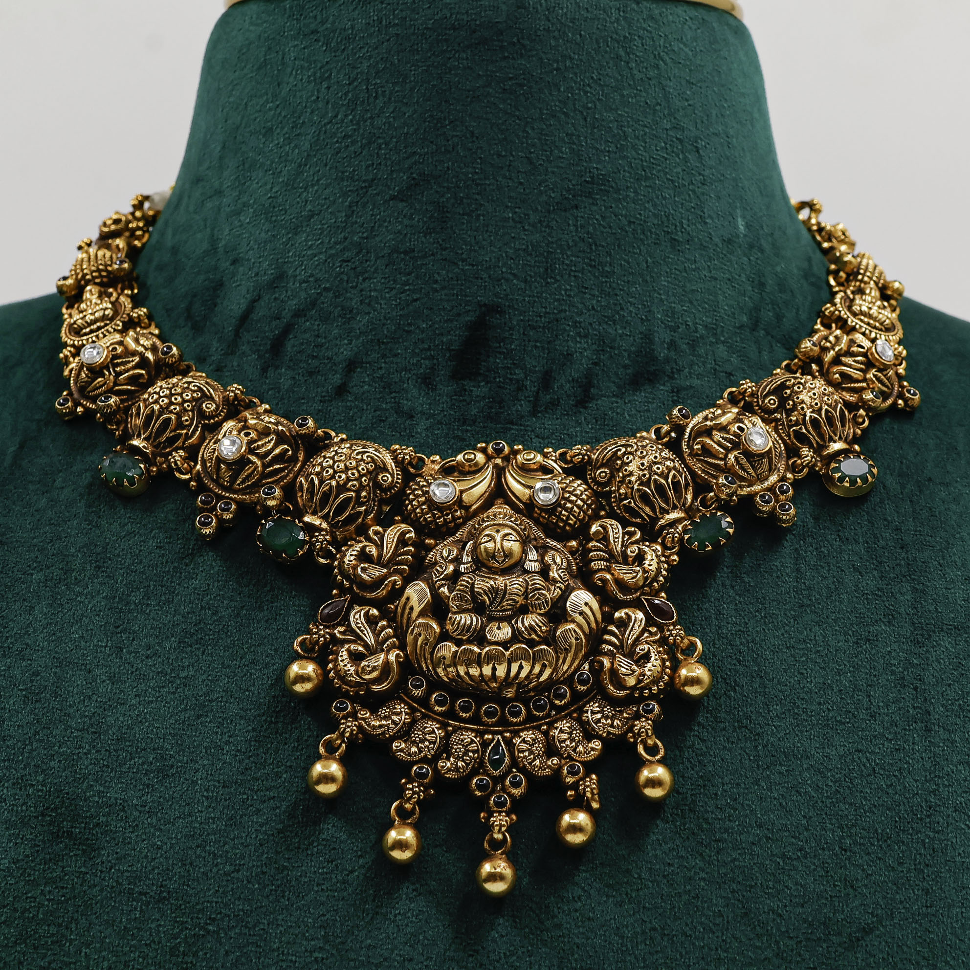 Gold Polished Silver Lakshmi Necklace