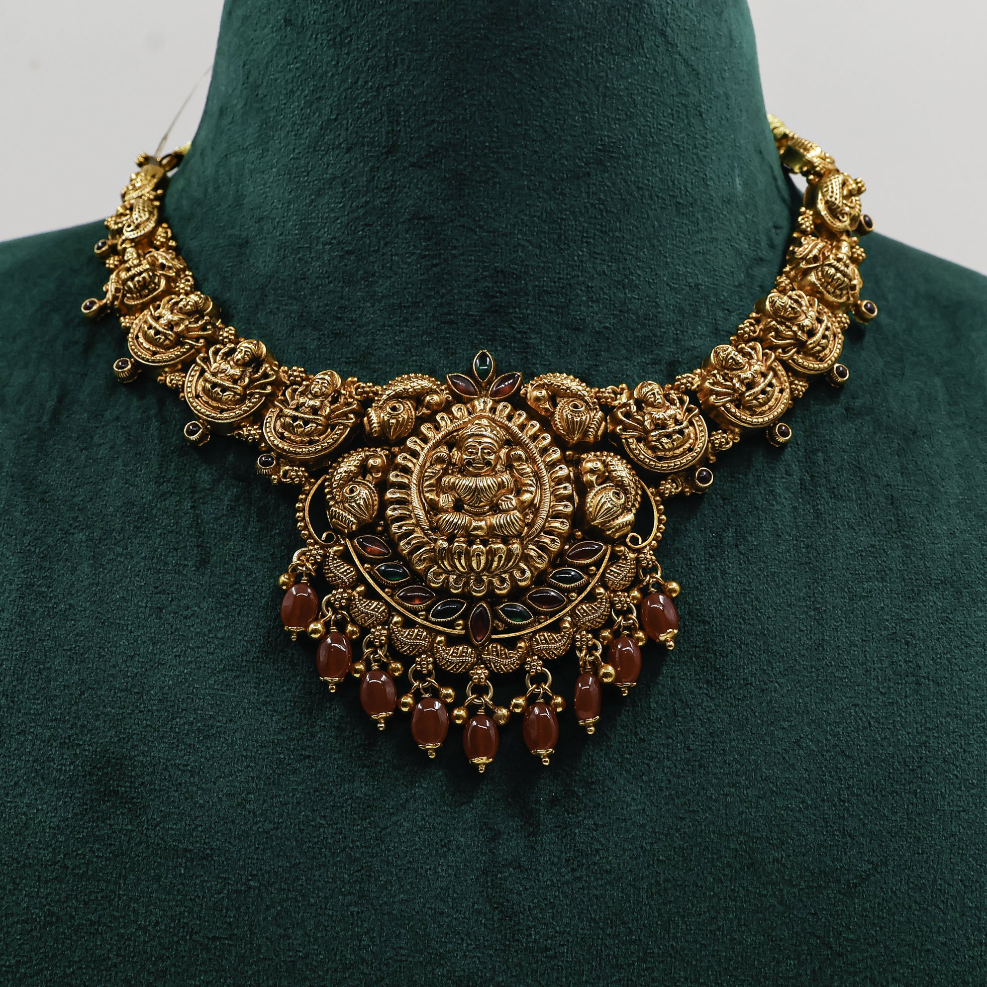 Gold Polished Silver Lakshmi Necklace