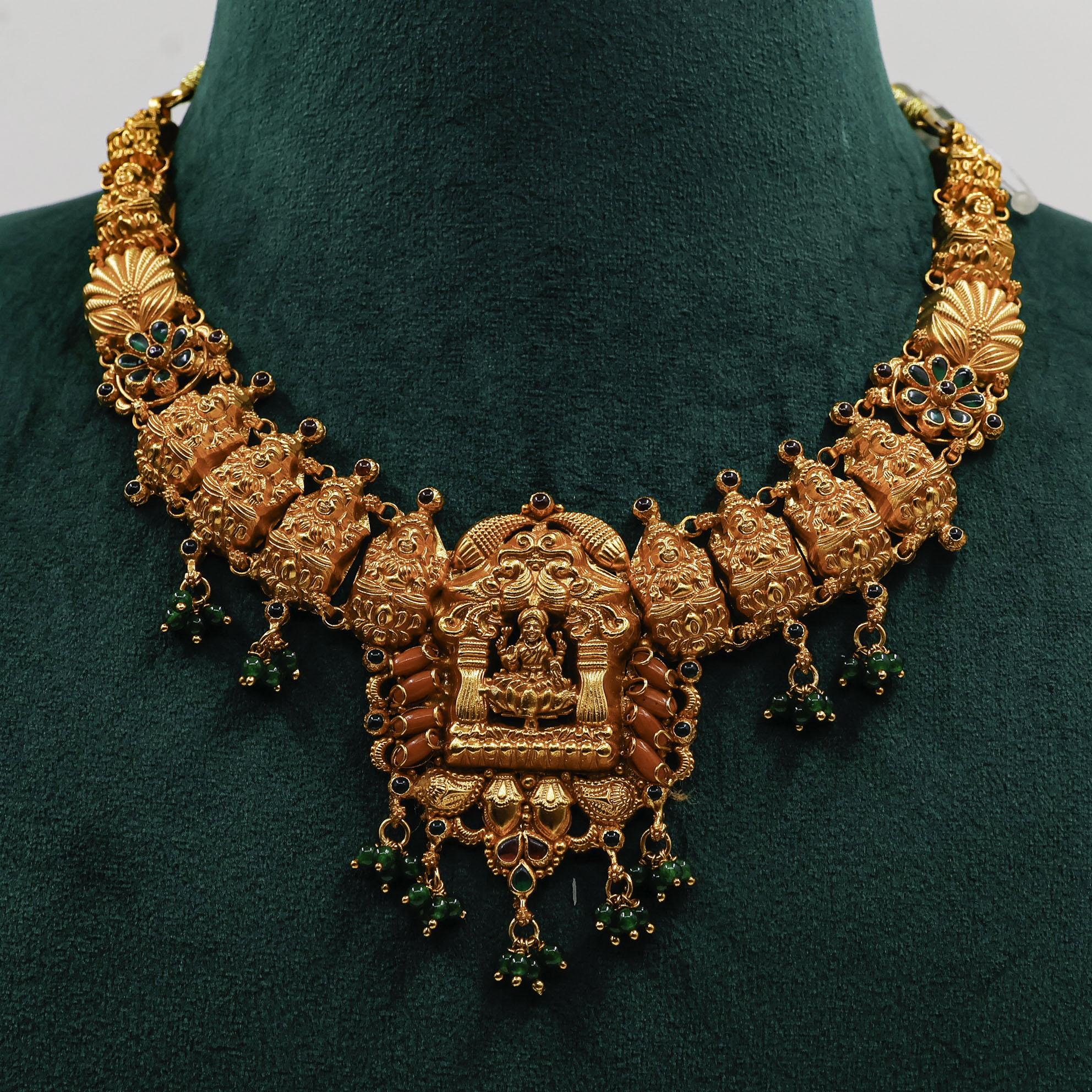 Gold Polished Silver Laxmi Necklace