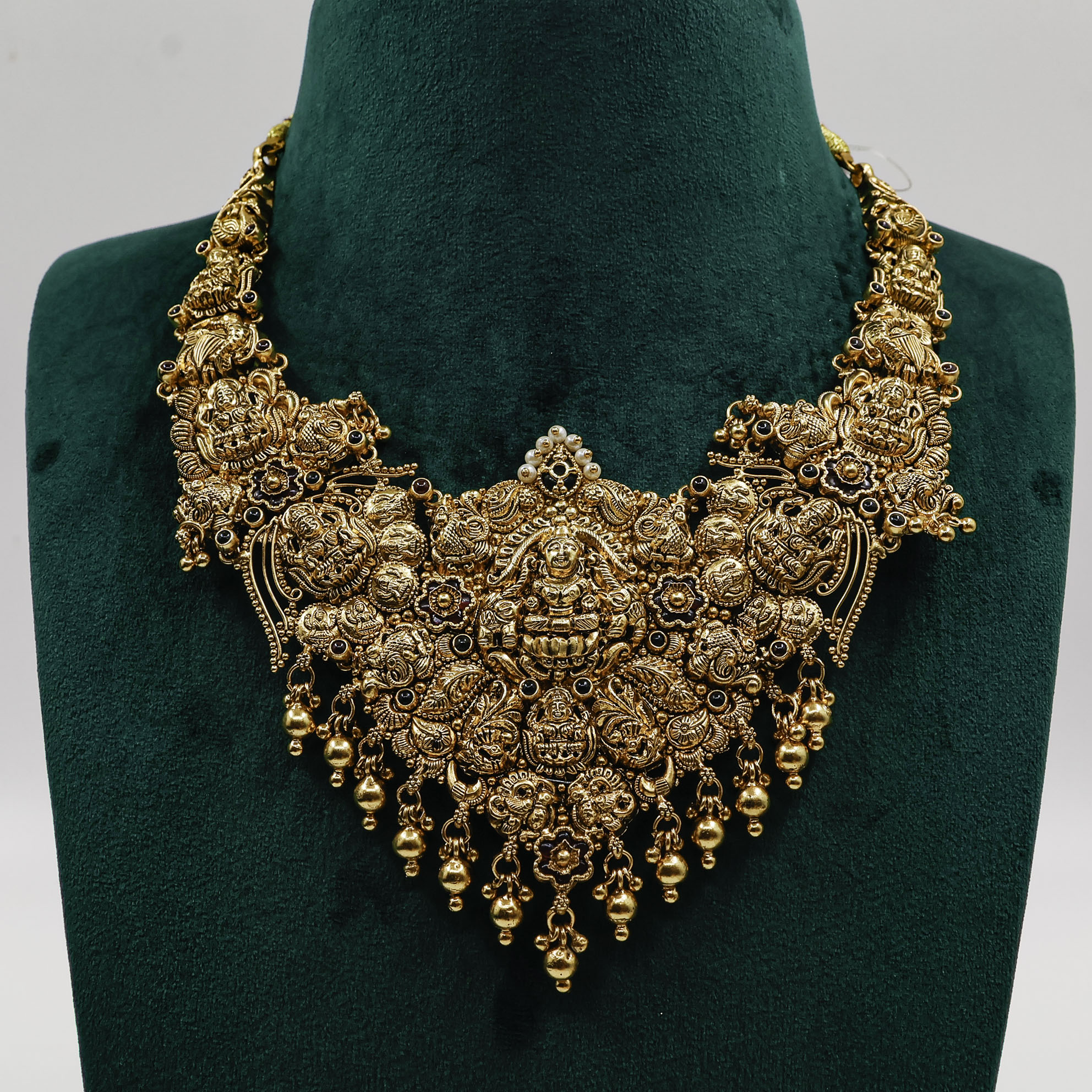 Gold Polished Silver Lakshmi Necklace