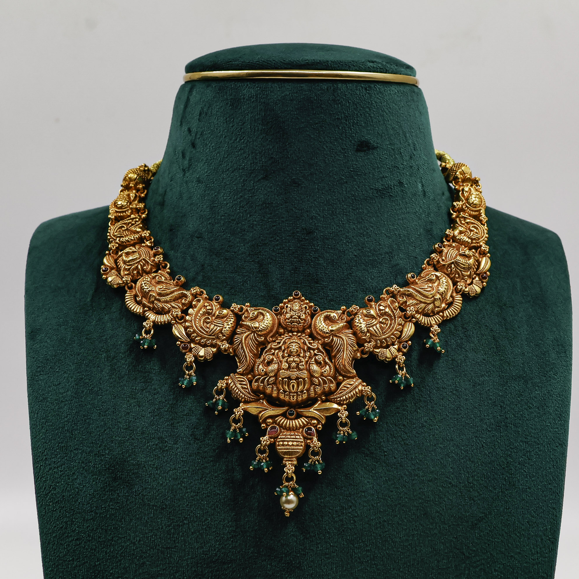 Gold Polished Silver Lakshmi Necklace