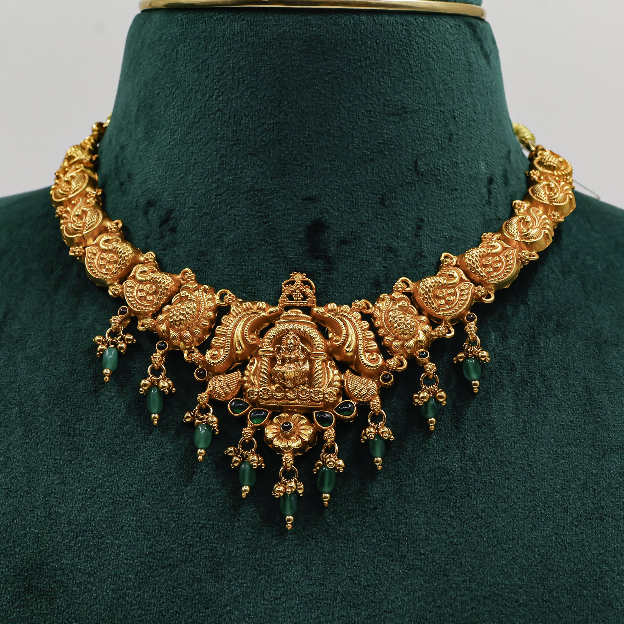 Gold Polished Silver Lakshmi Necklace