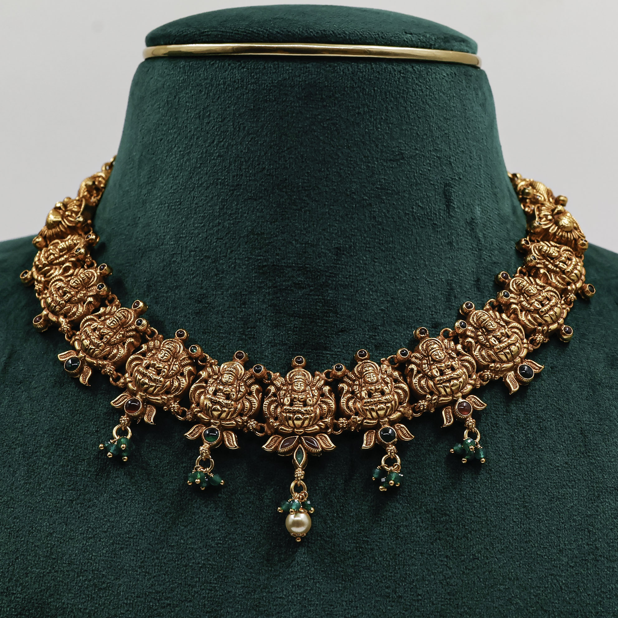 Lakshmi Gold Polished Silver Necklace