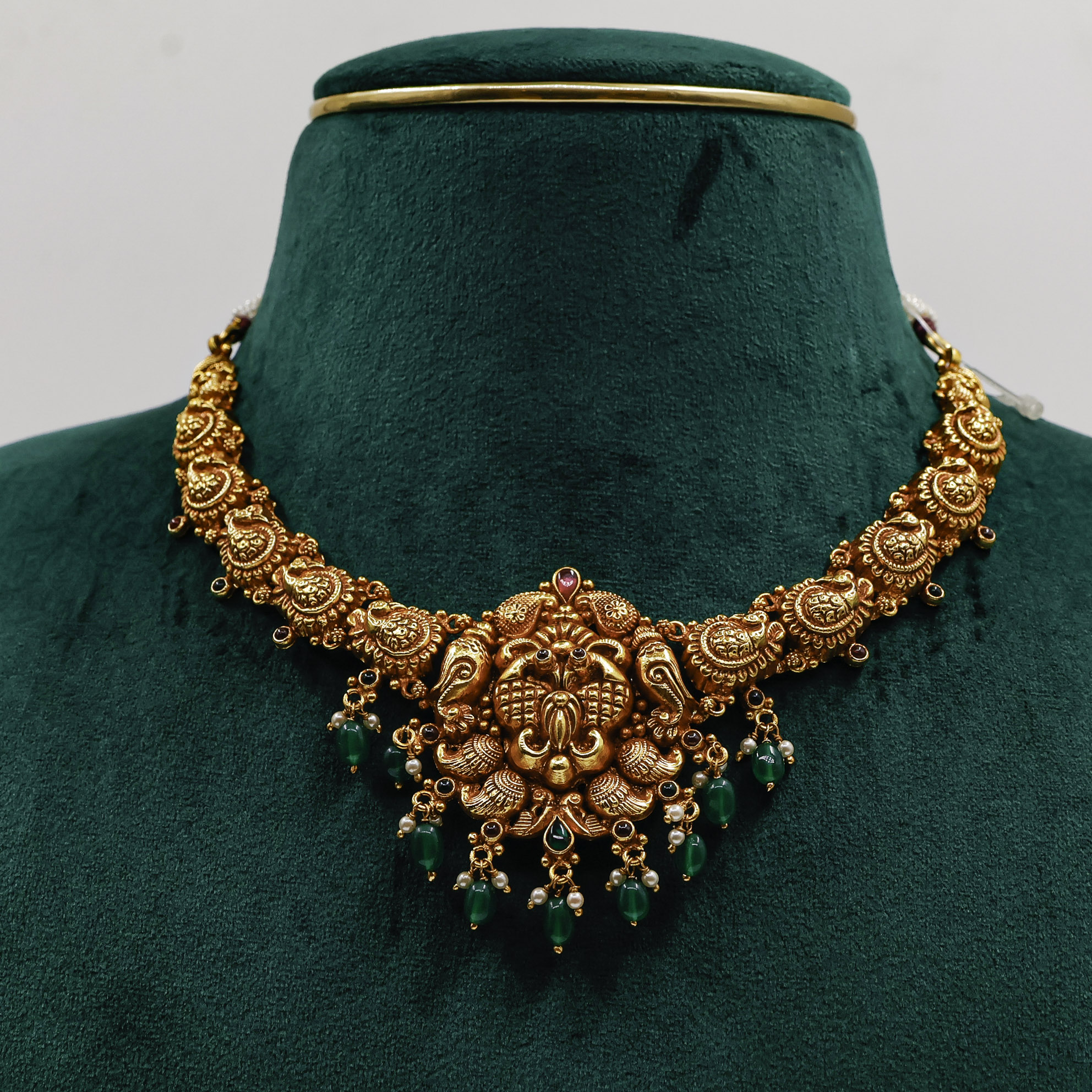 Gold Polished Silver Lakshmi Necklace