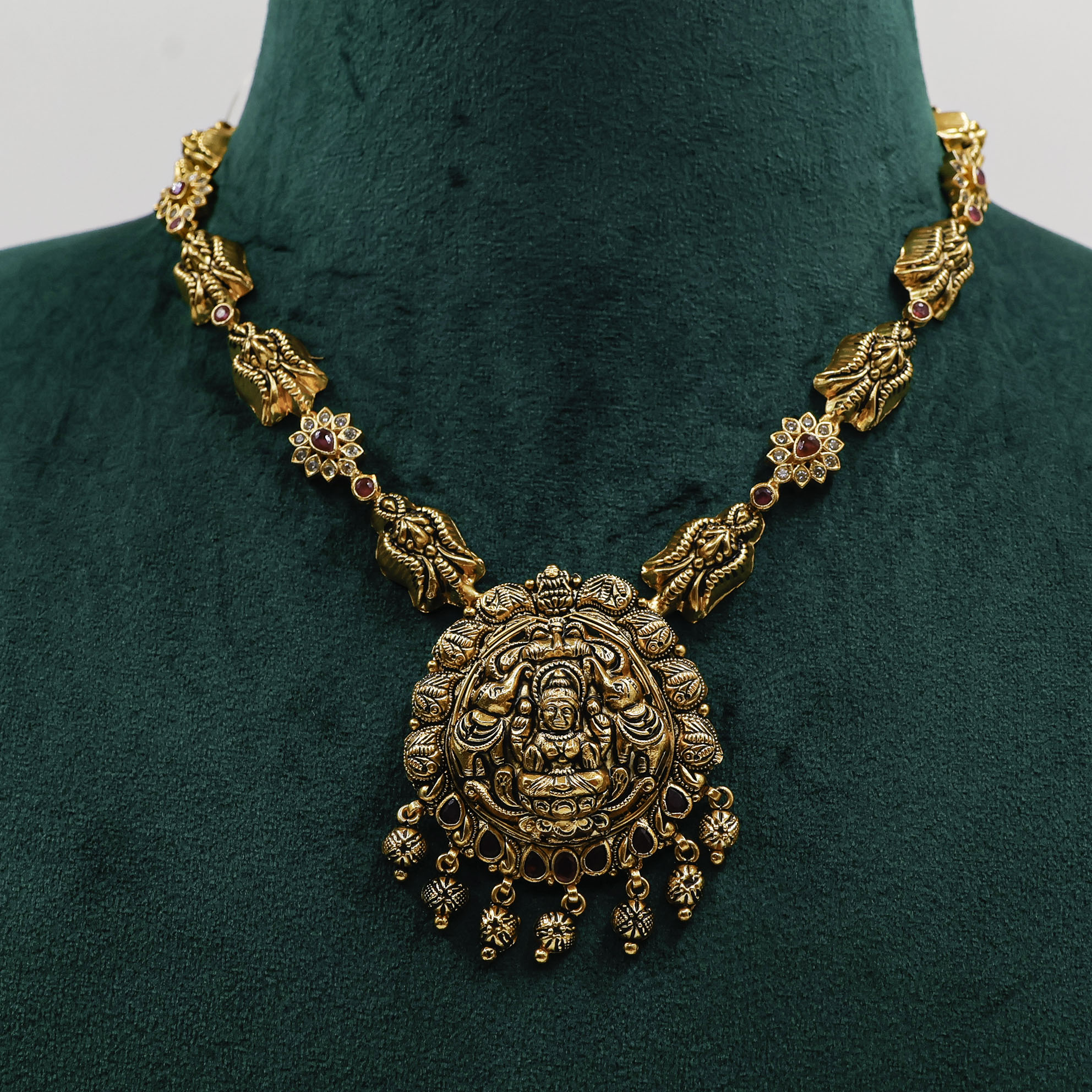 Emerald Gold Polished Silver Necklace