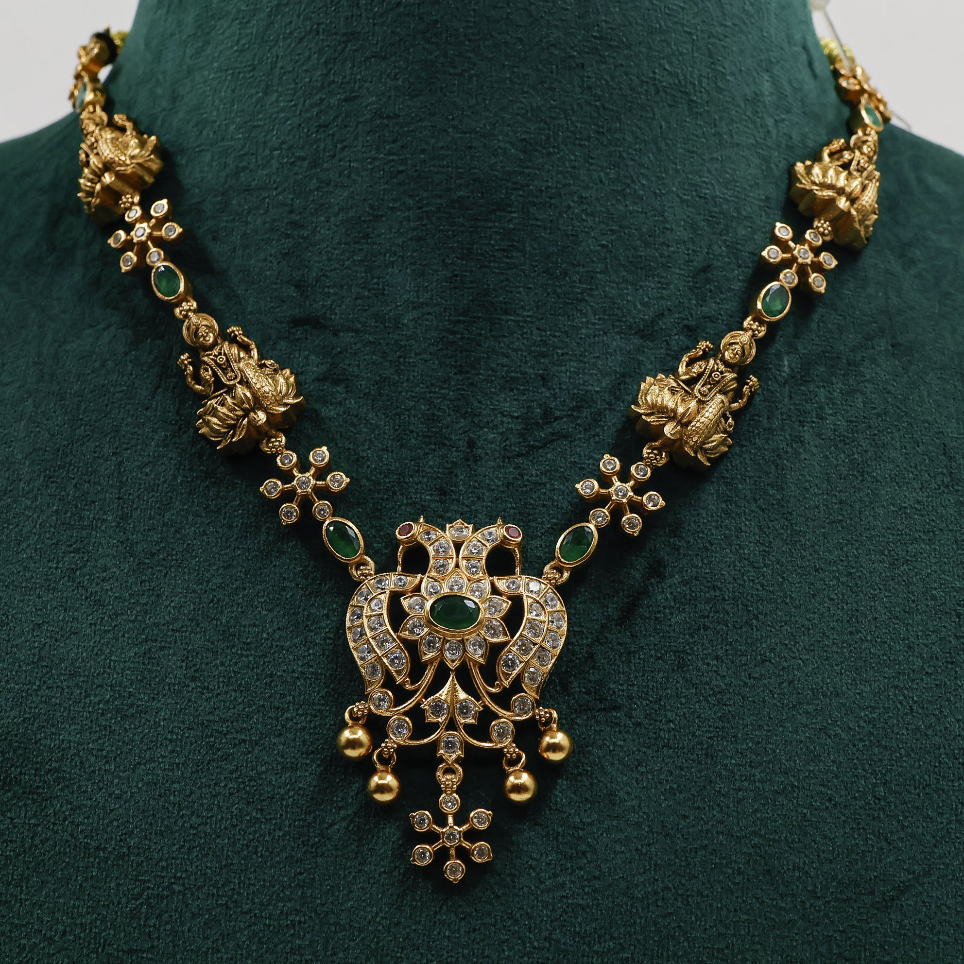 Gold Polished Silver Lakshmi Necklace