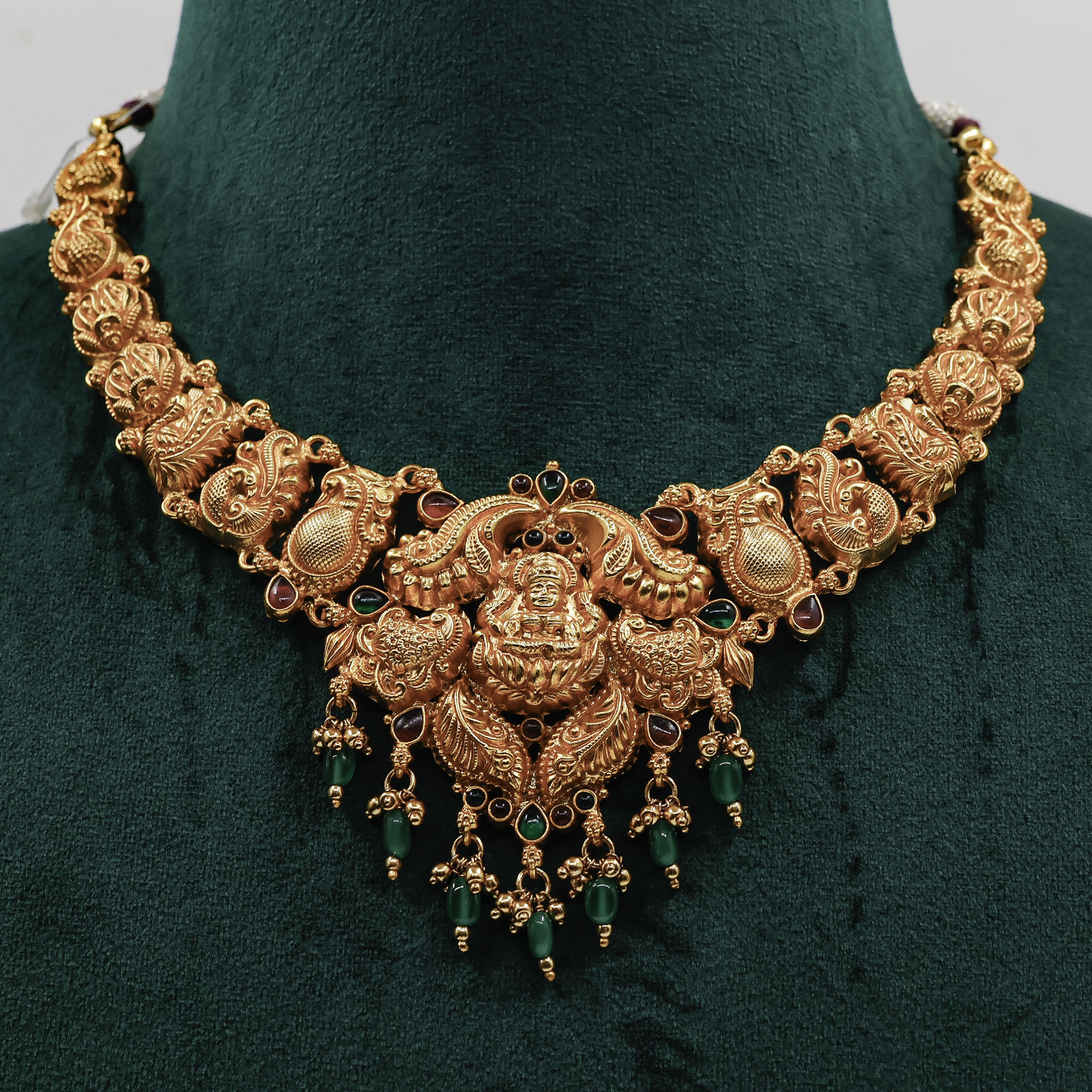 Gold Polished Silver Lakshmi Necklace