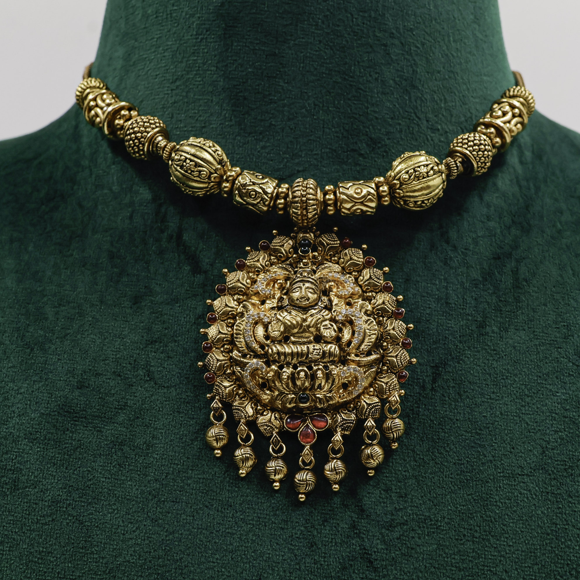 Lakshmi Gold Polished Silver Necklace