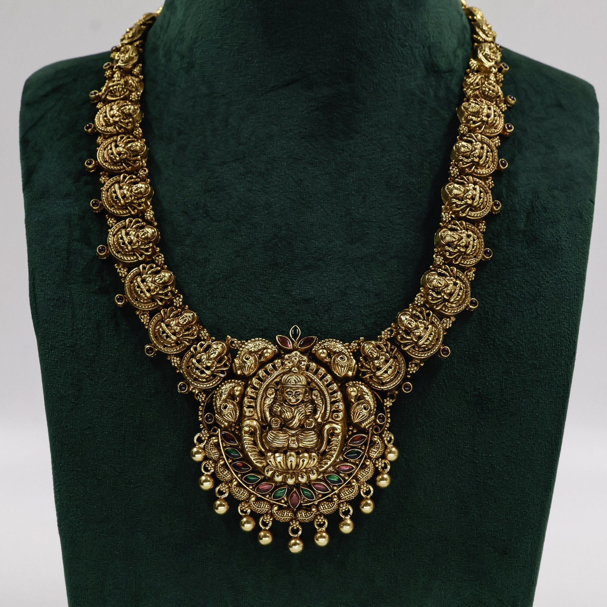 Gold Polished Silver Lakshmi Necklace