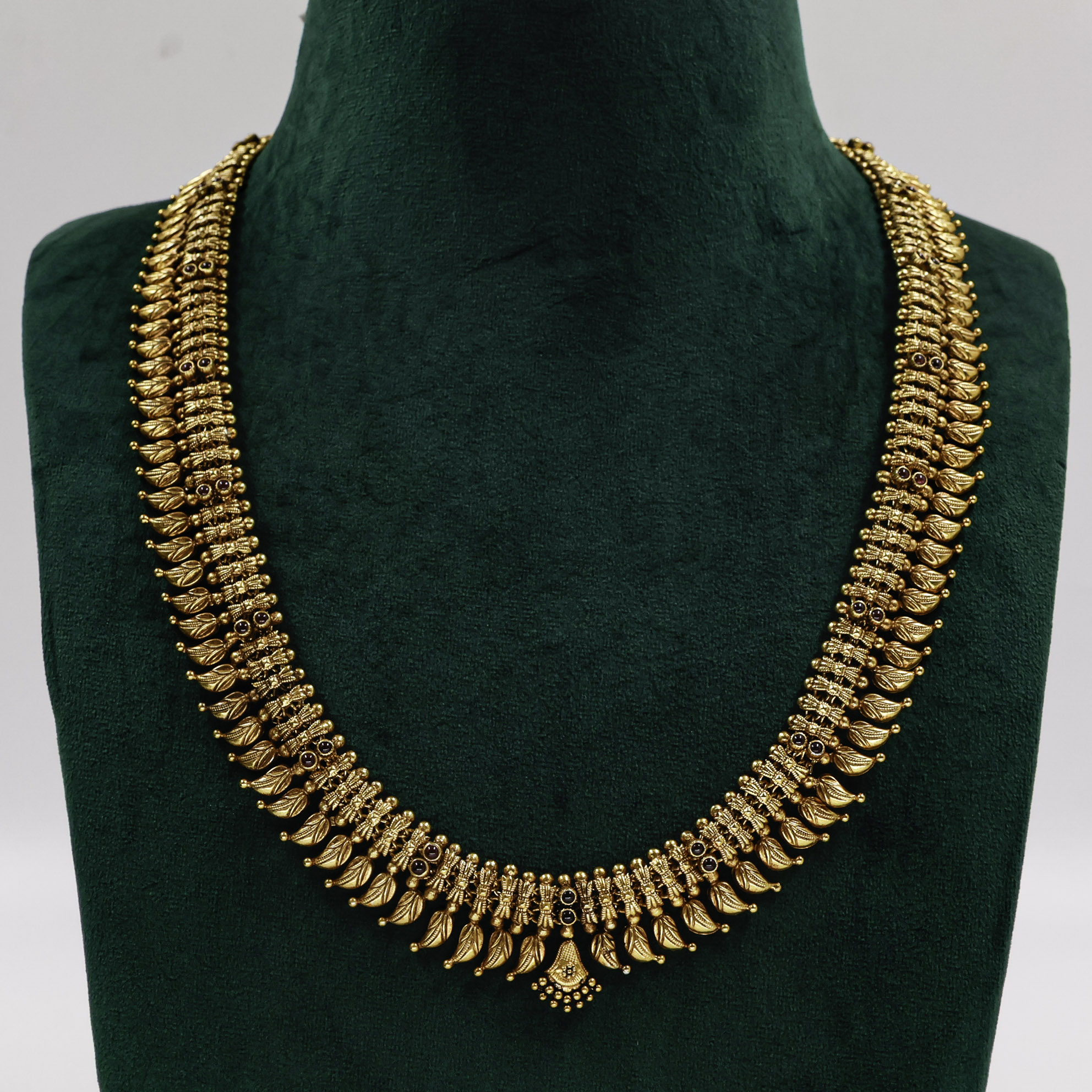 Gold Polished Silver Temple Necklace