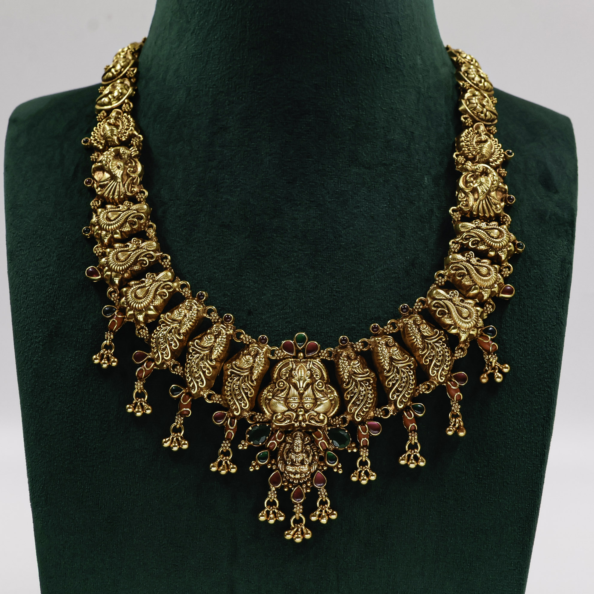 Gold Polished Silver Lakshmi Necklace
