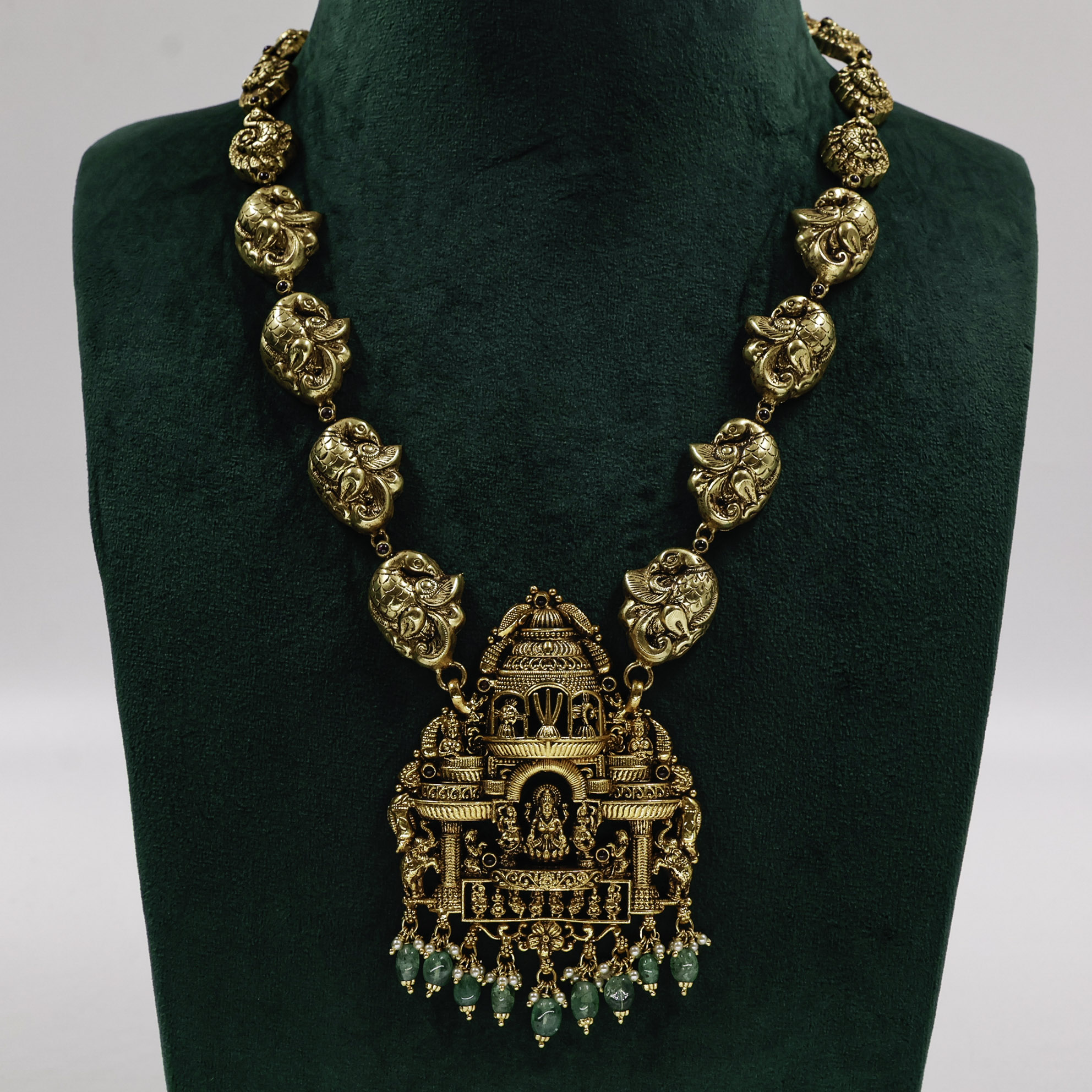 Gold Polished Silver Ganesha Necklace