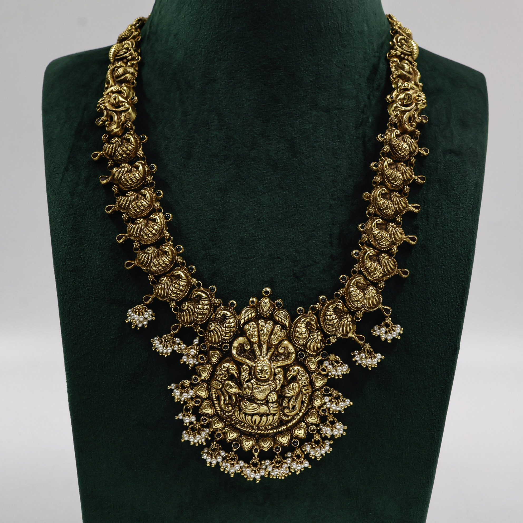 Gold Polished Silver Lakshmi Necklace