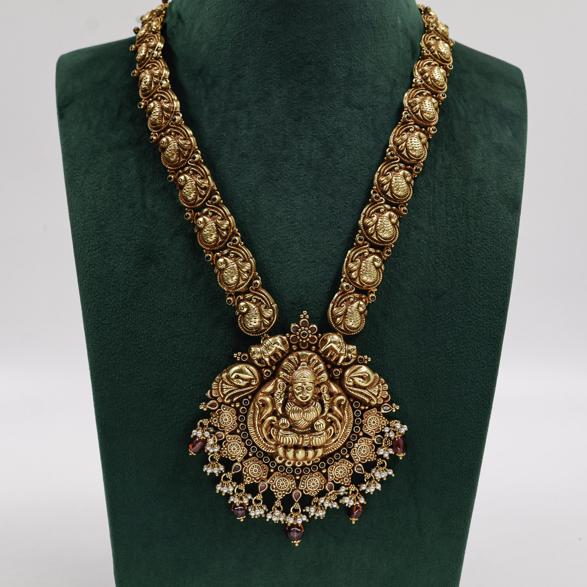 Gold Polished Silver Temple Necklace