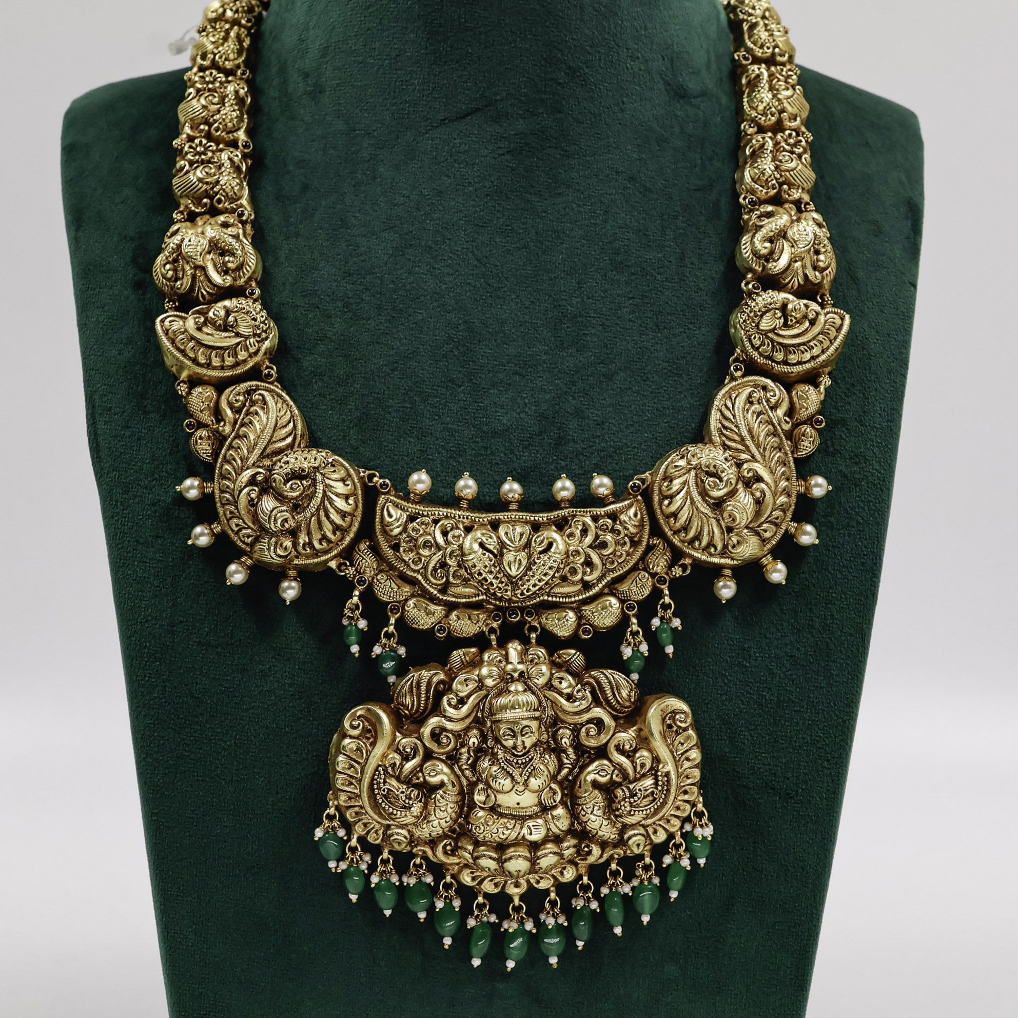 Gold Polished Silver Lakshmi Necklace