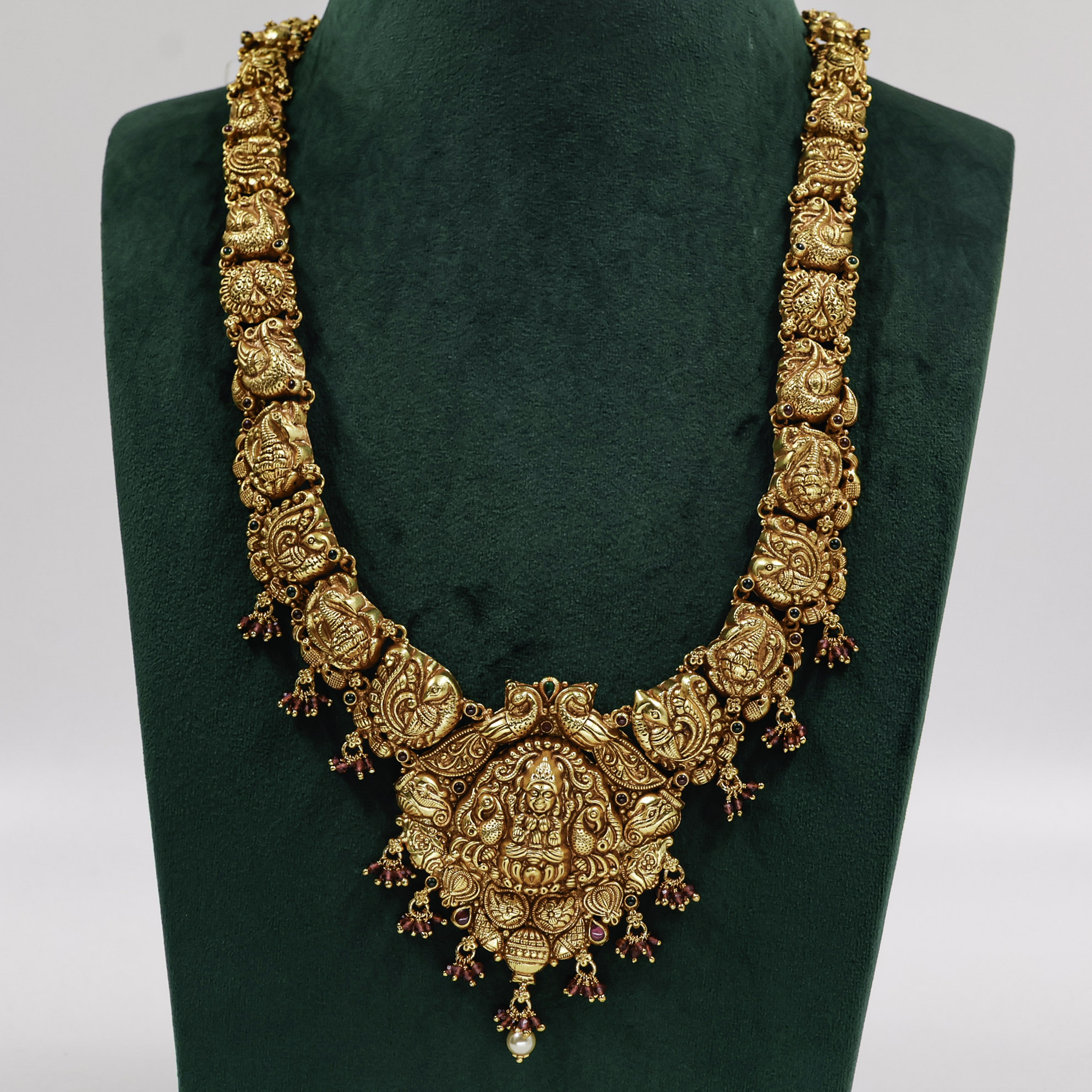 Gold Polished Silver Temple Necklace