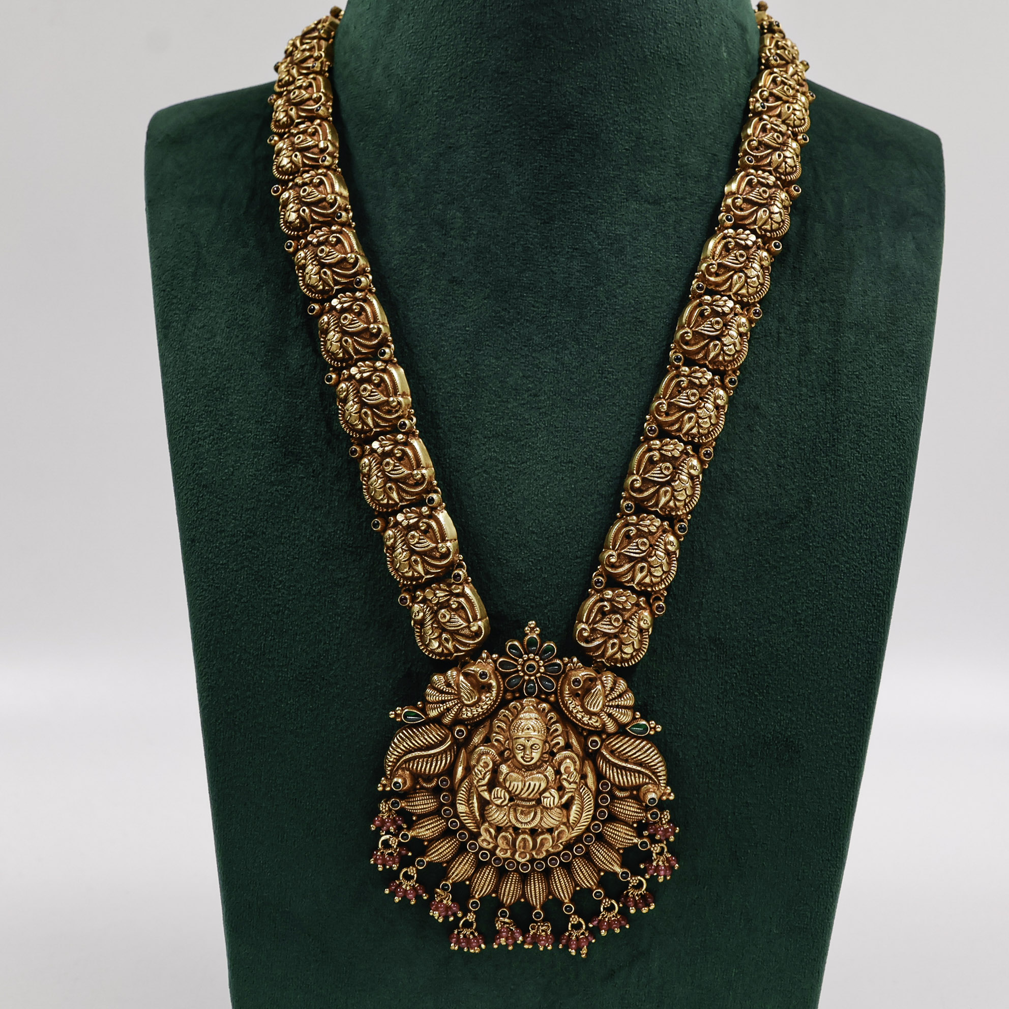 Gold Polished Silver Temple Necklace