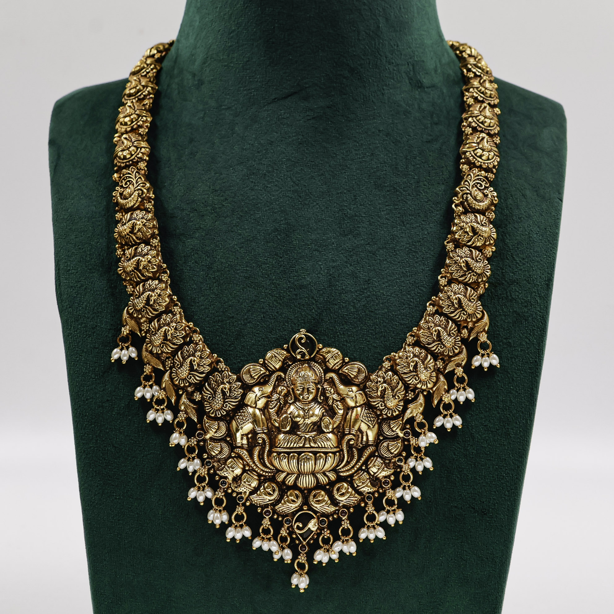 Gold Polished Silver Lakshmi Necklace