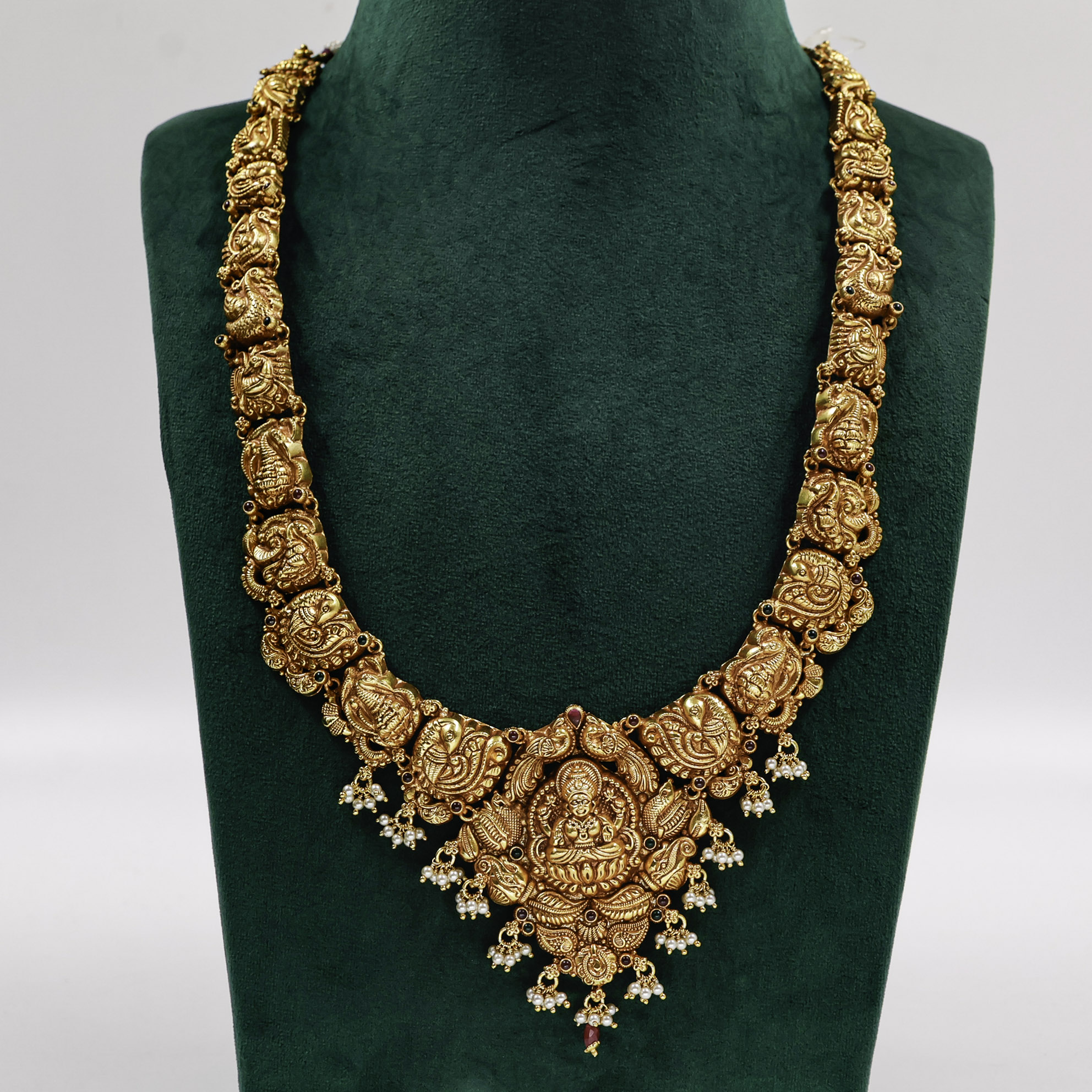 Gold Polished Silver Temple Necklace