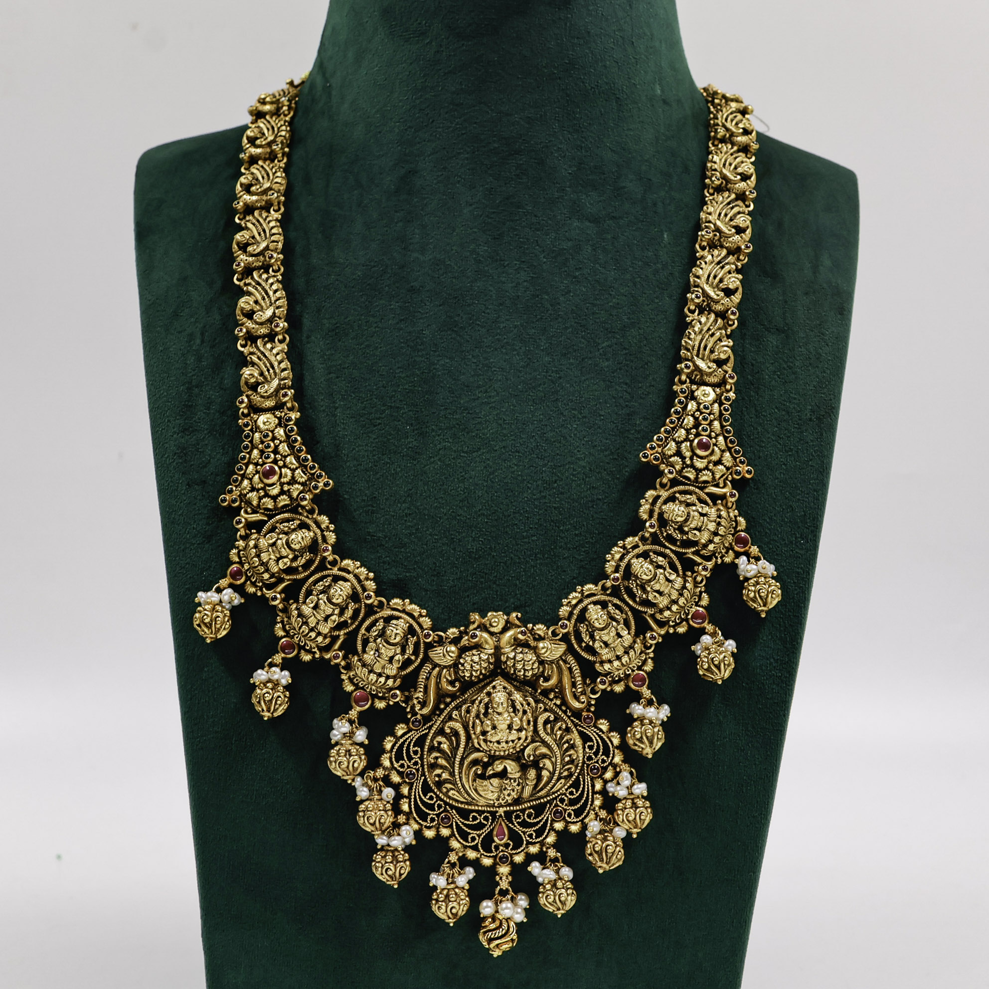 Gold Polished Silver Peacock Necklace