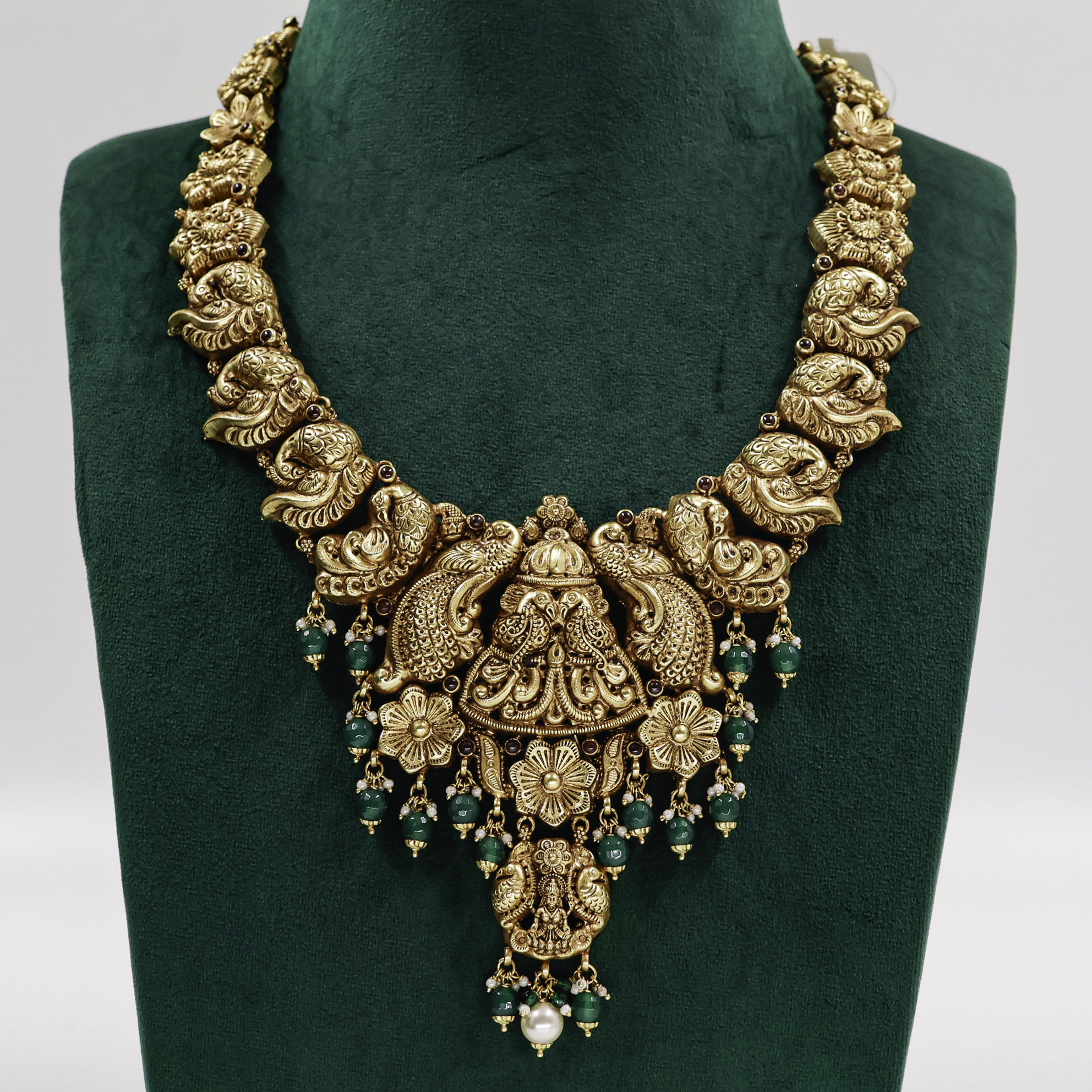 Gold Polished Silver Temple Necklace