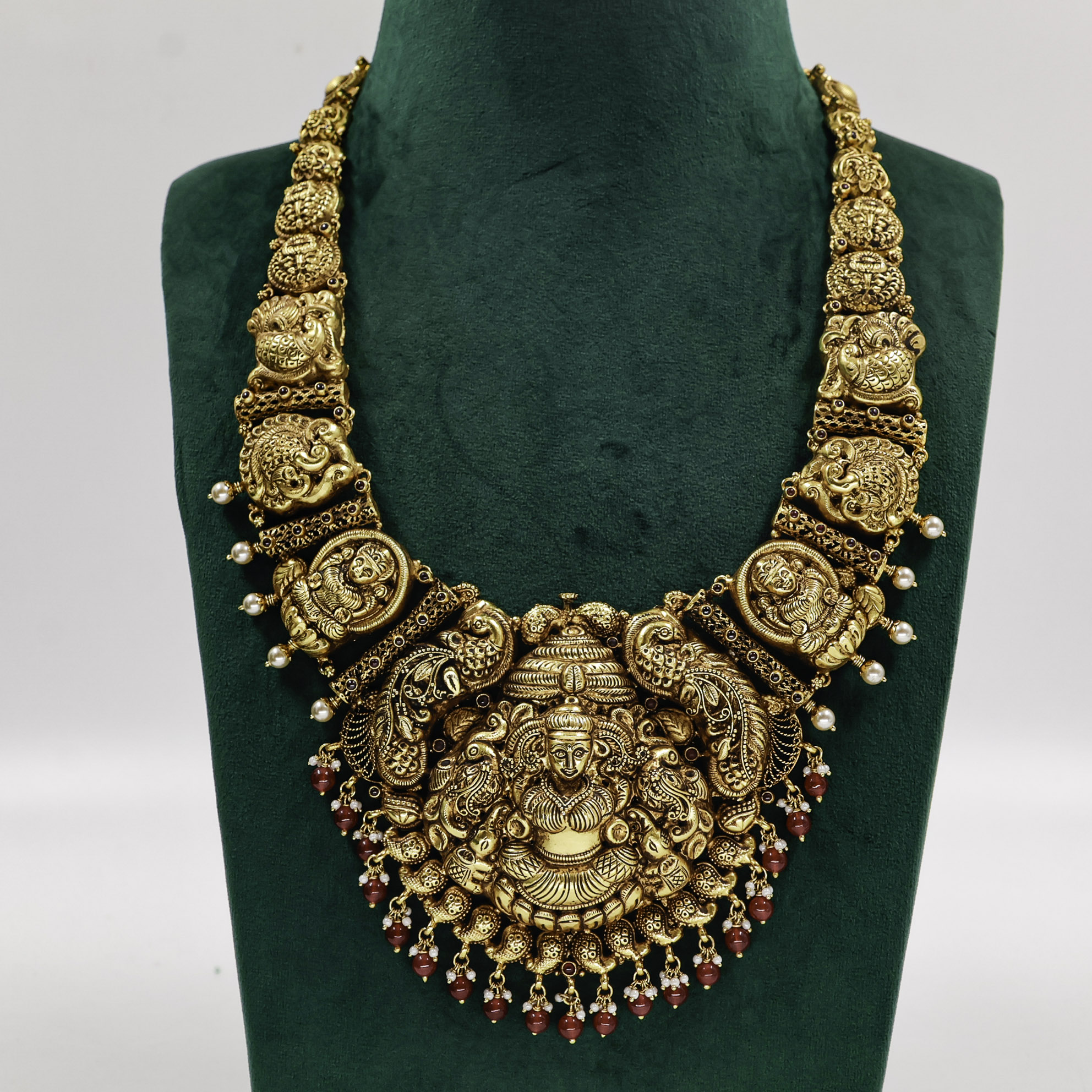 Gold Polished Silver Lakshmi Necklace