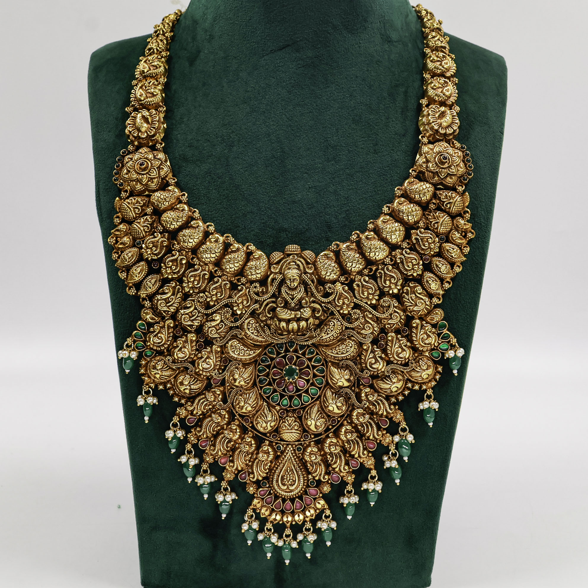 Gold Polished Silver Lakshmi Necklace