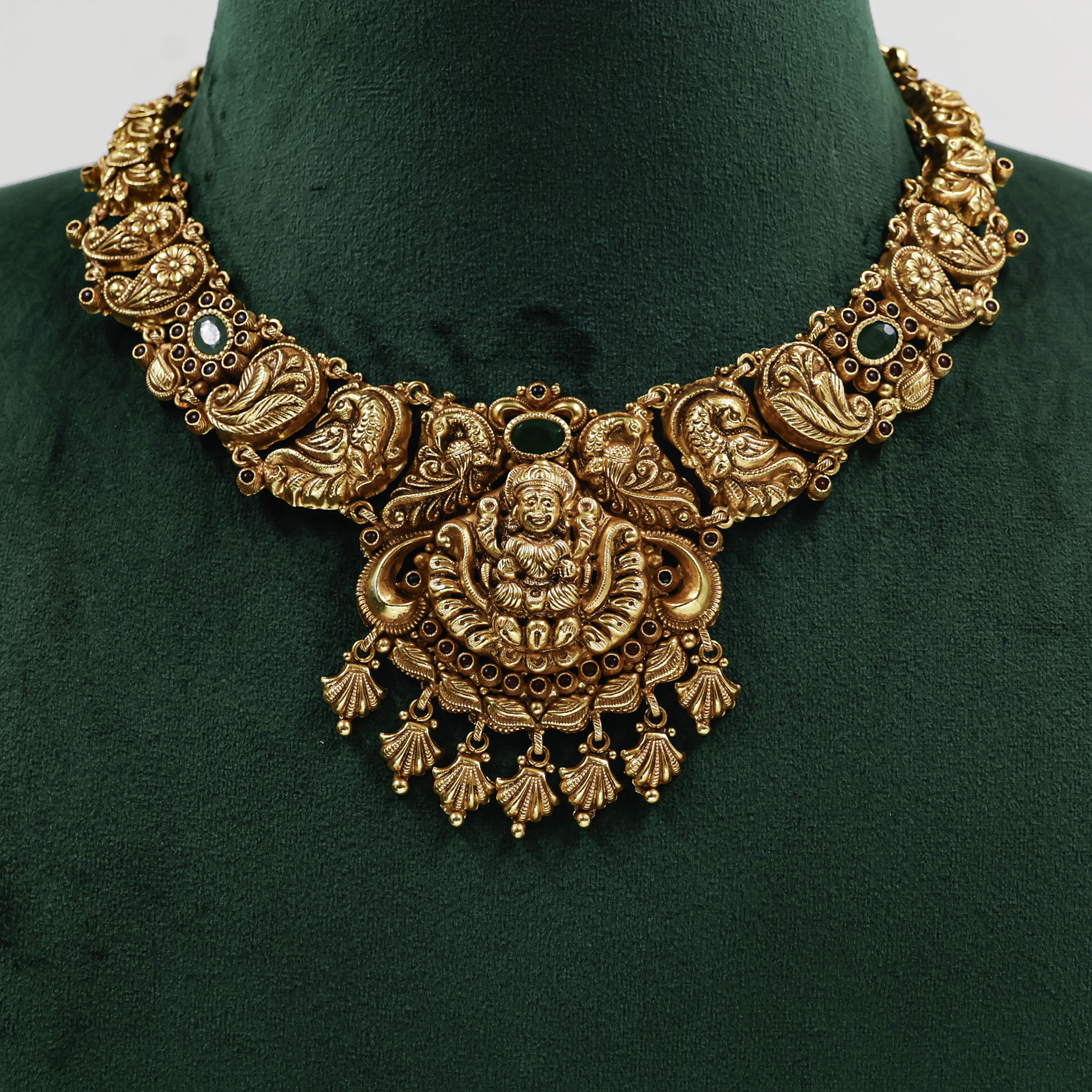 Gold Polished Silver Lakshmi Necklace