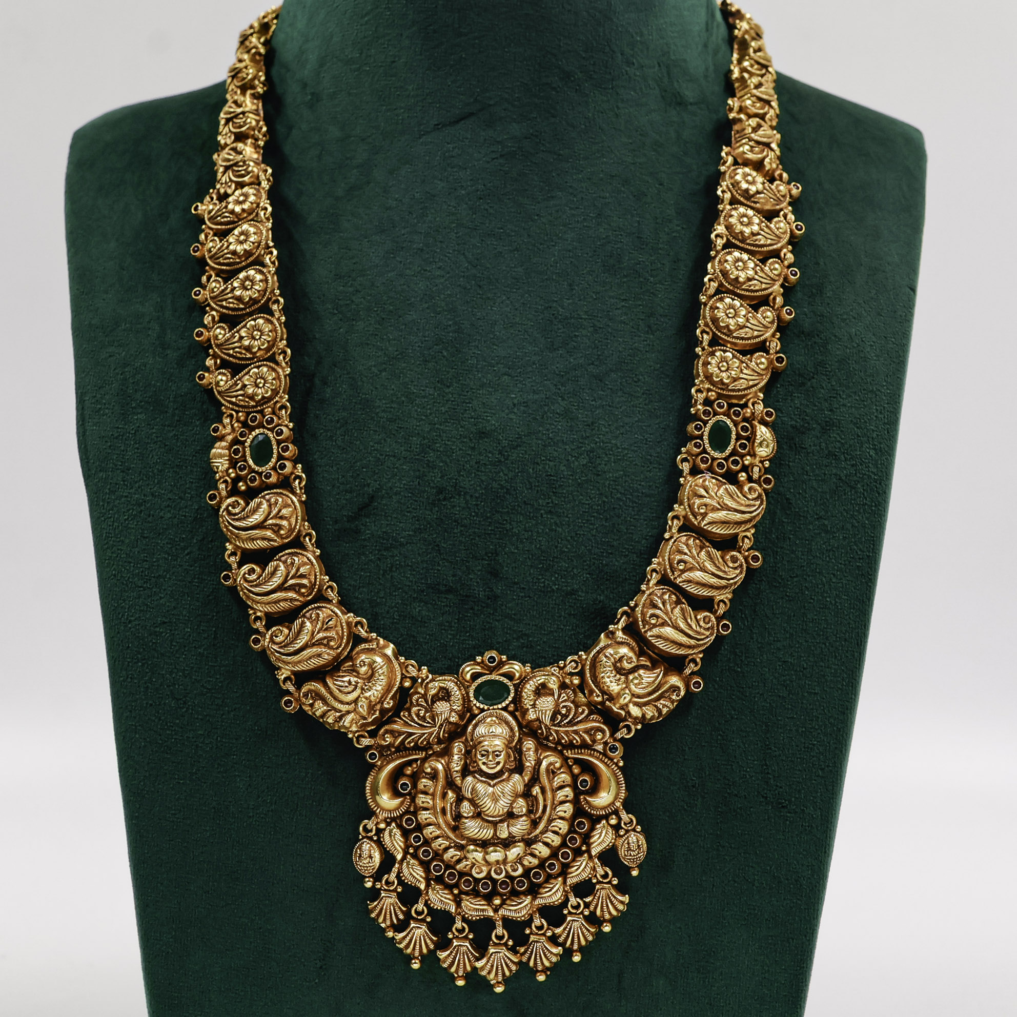 Gold Polished Silver Lakshmi Necklace