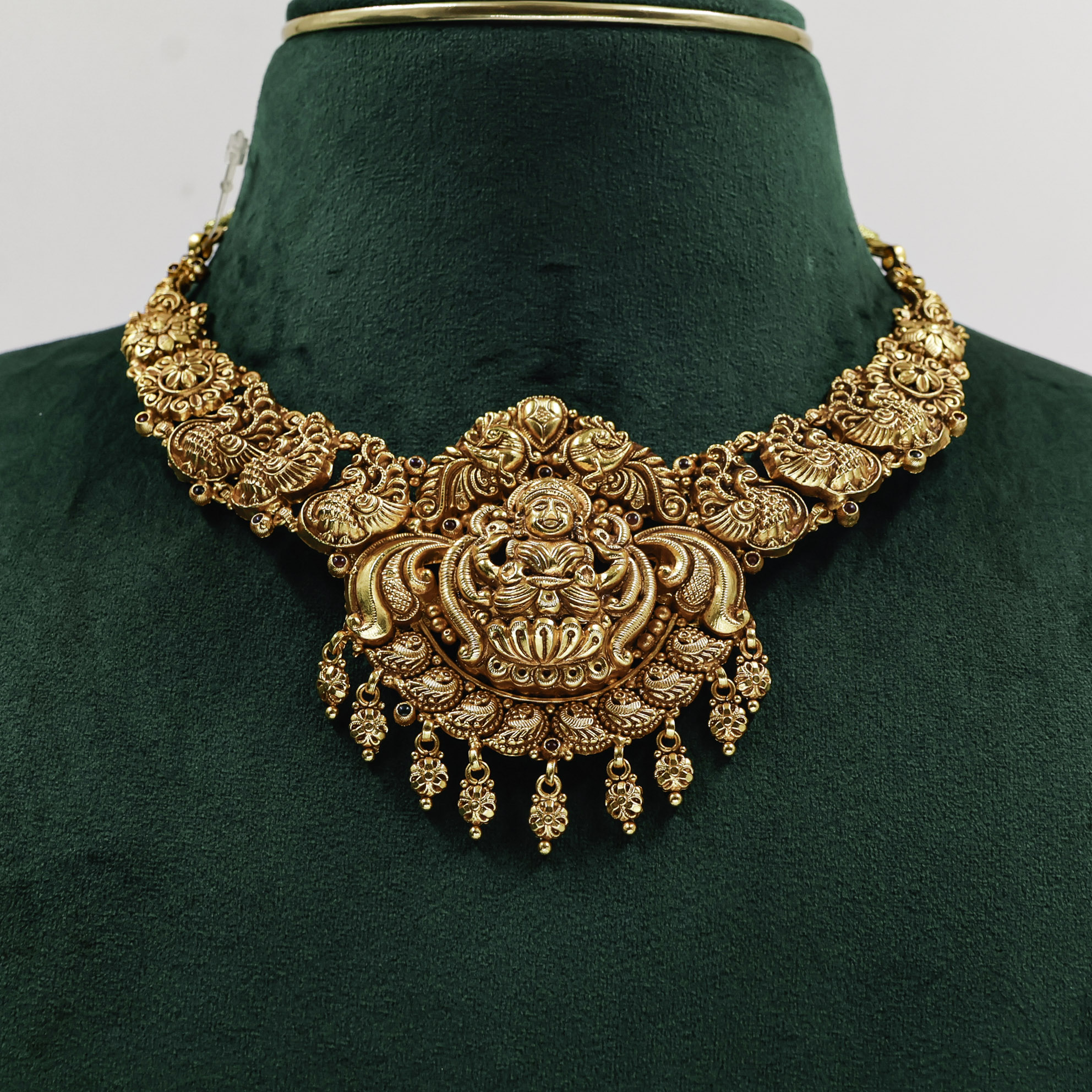 Gold Polished Silver Lakshmi Necklace