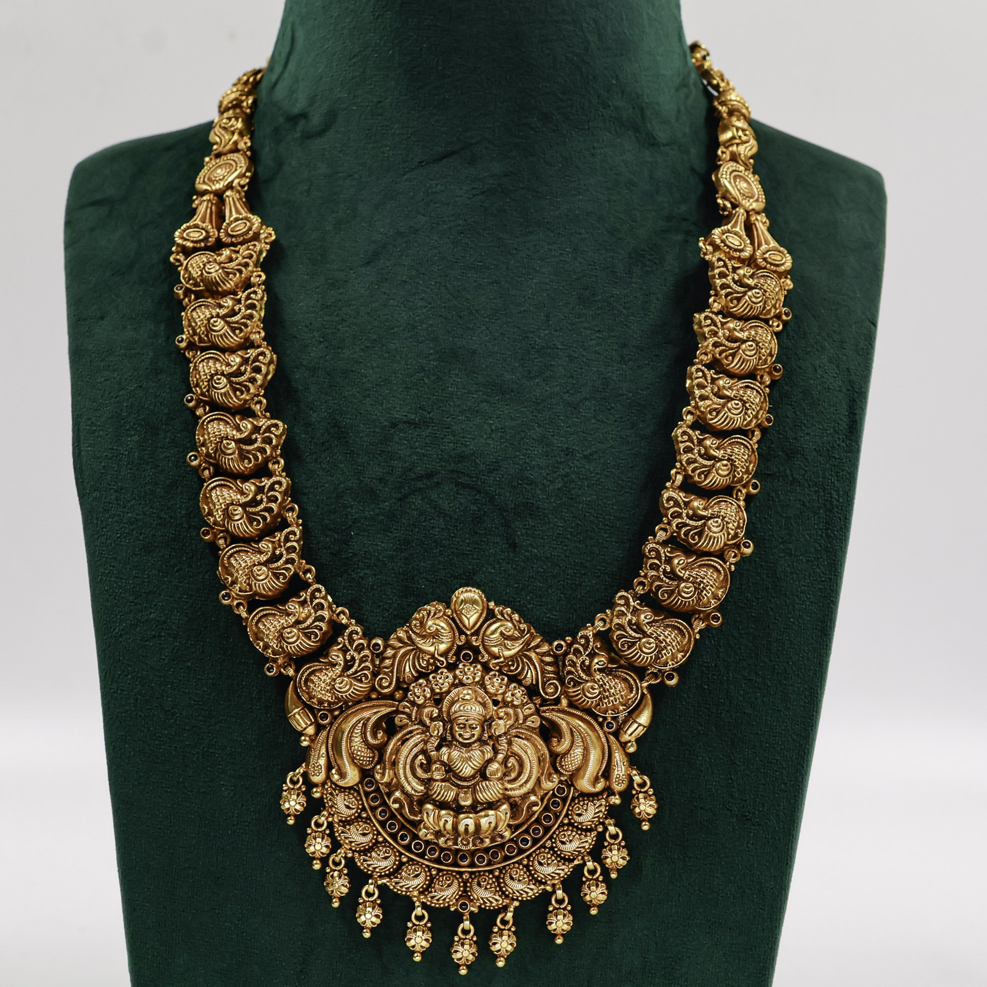 Gold Polished Silver Lakshmi Necklace