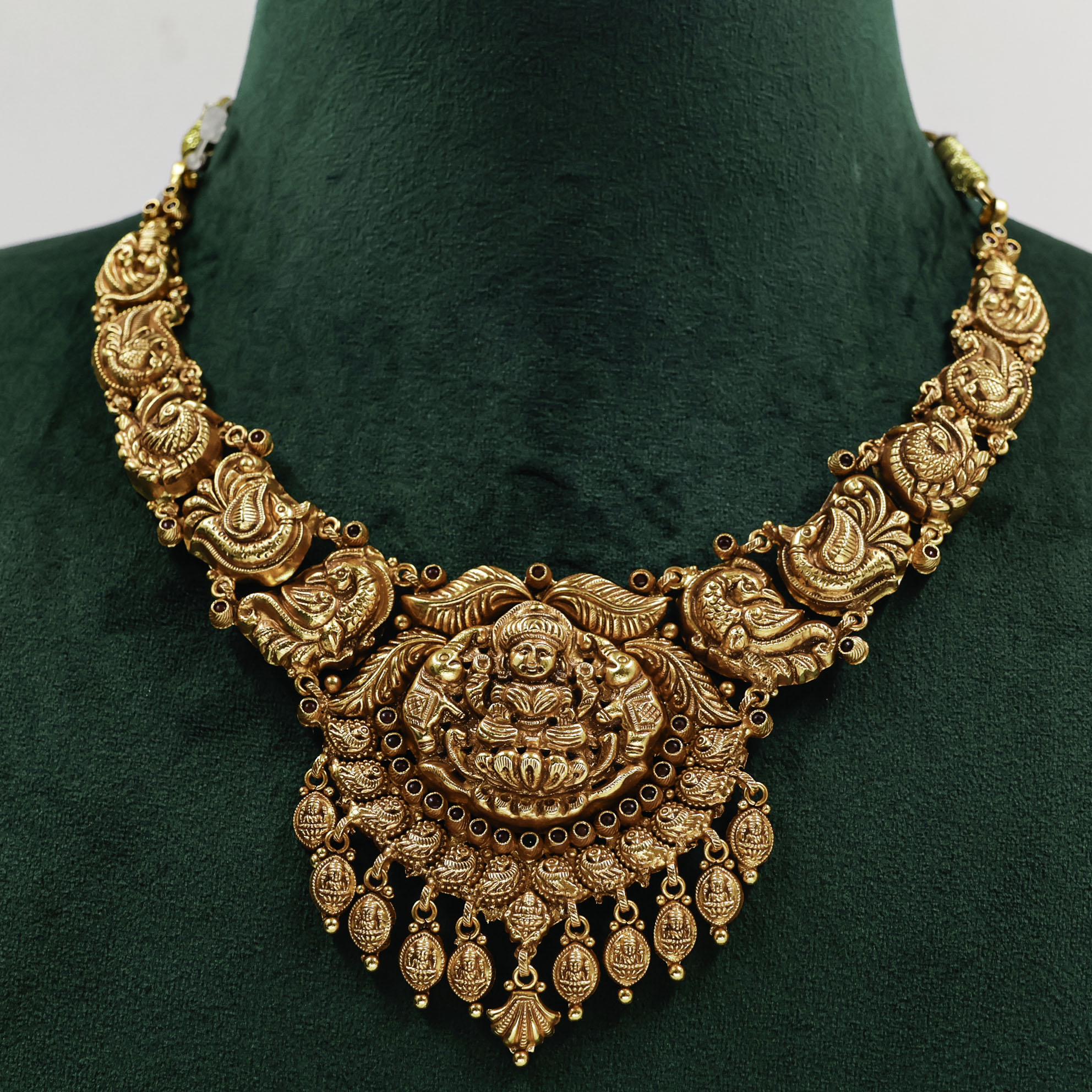 Gold Polished Silver Lakshmi Necklace
