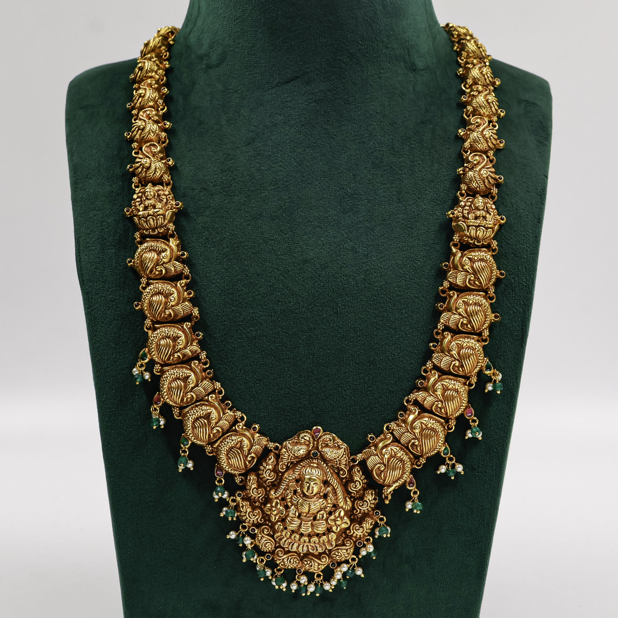 Gold Polished Silver Lakshmi Necklace
