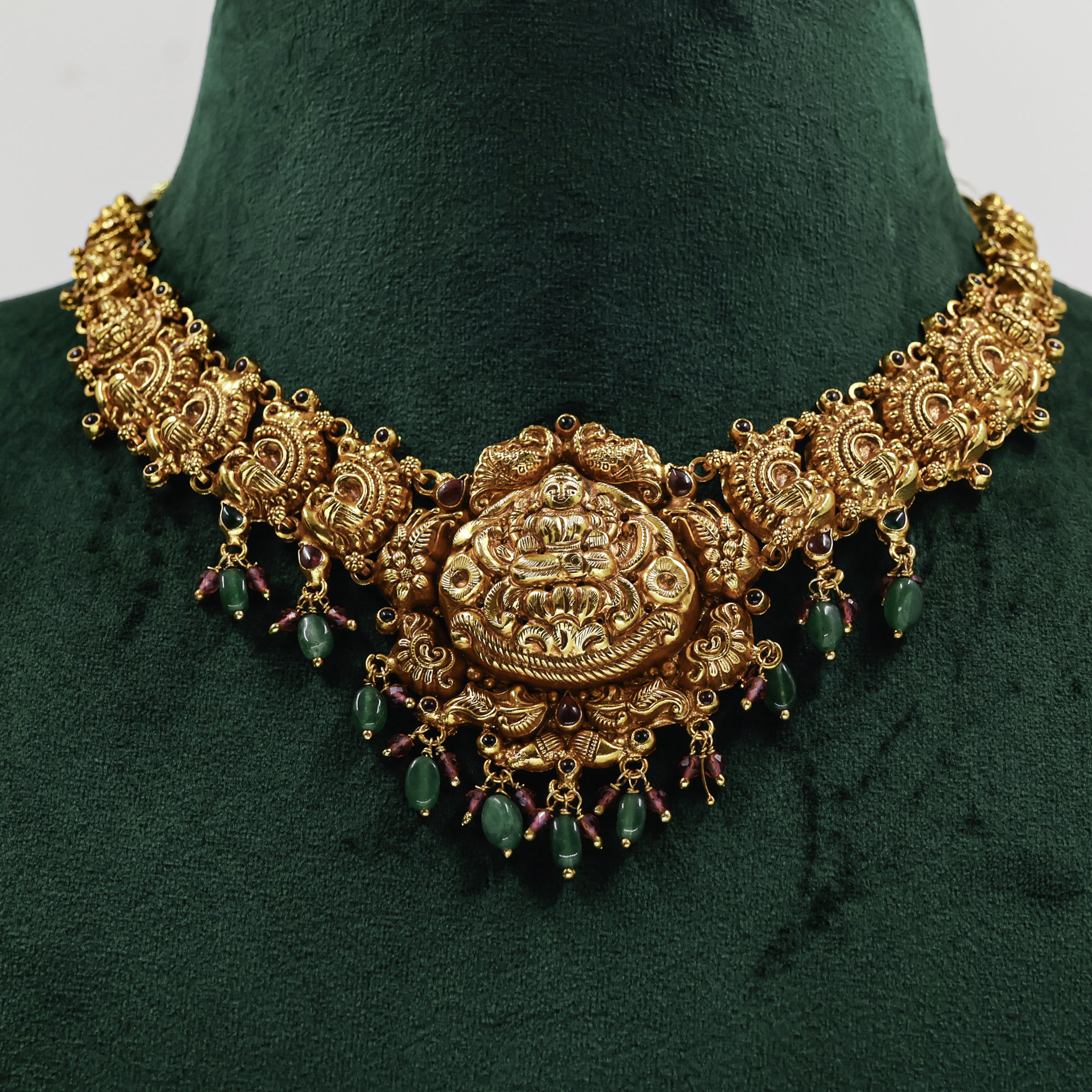 Gold Polished Silver Lakshmi Necklace