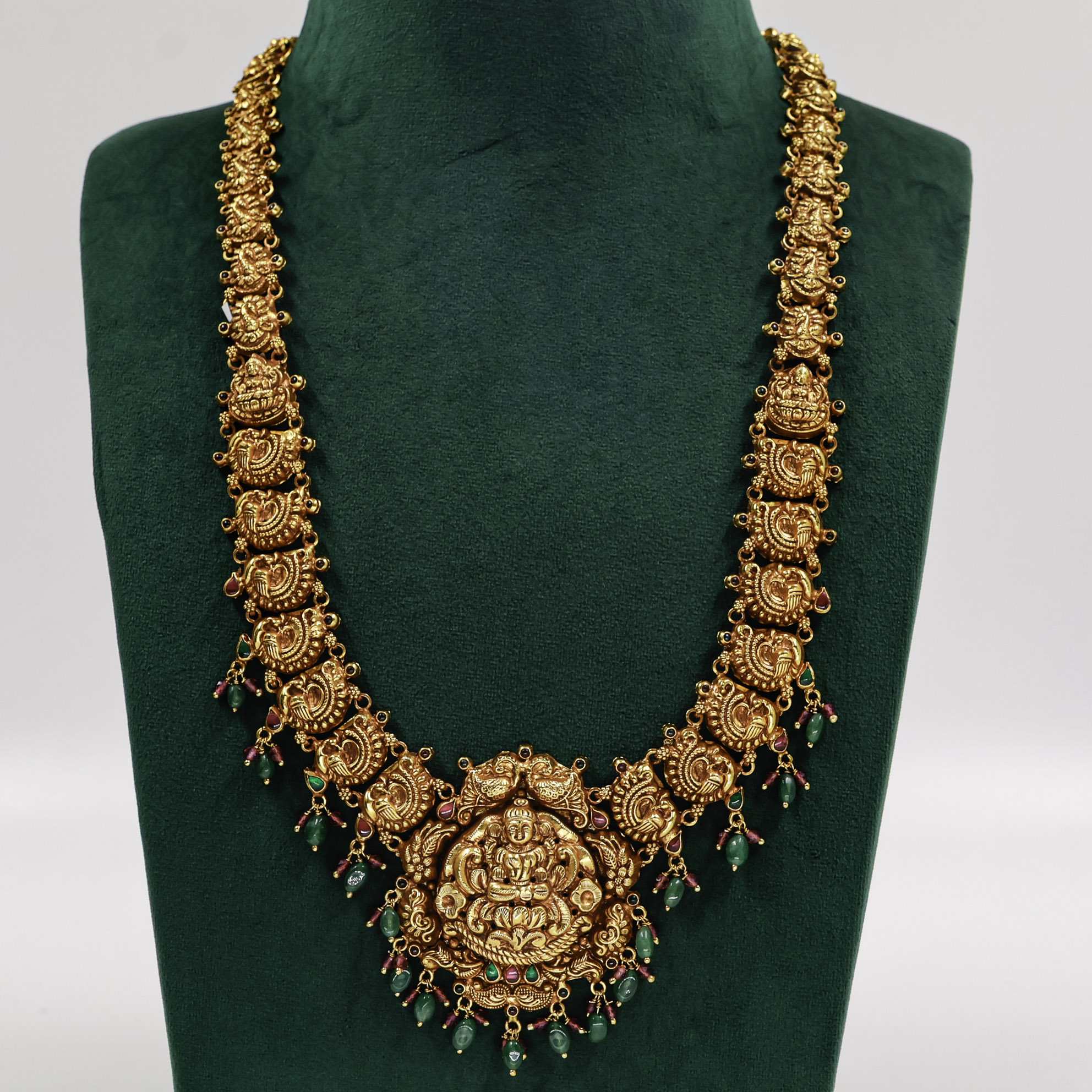 Gold Polished Silver Temple Necklace