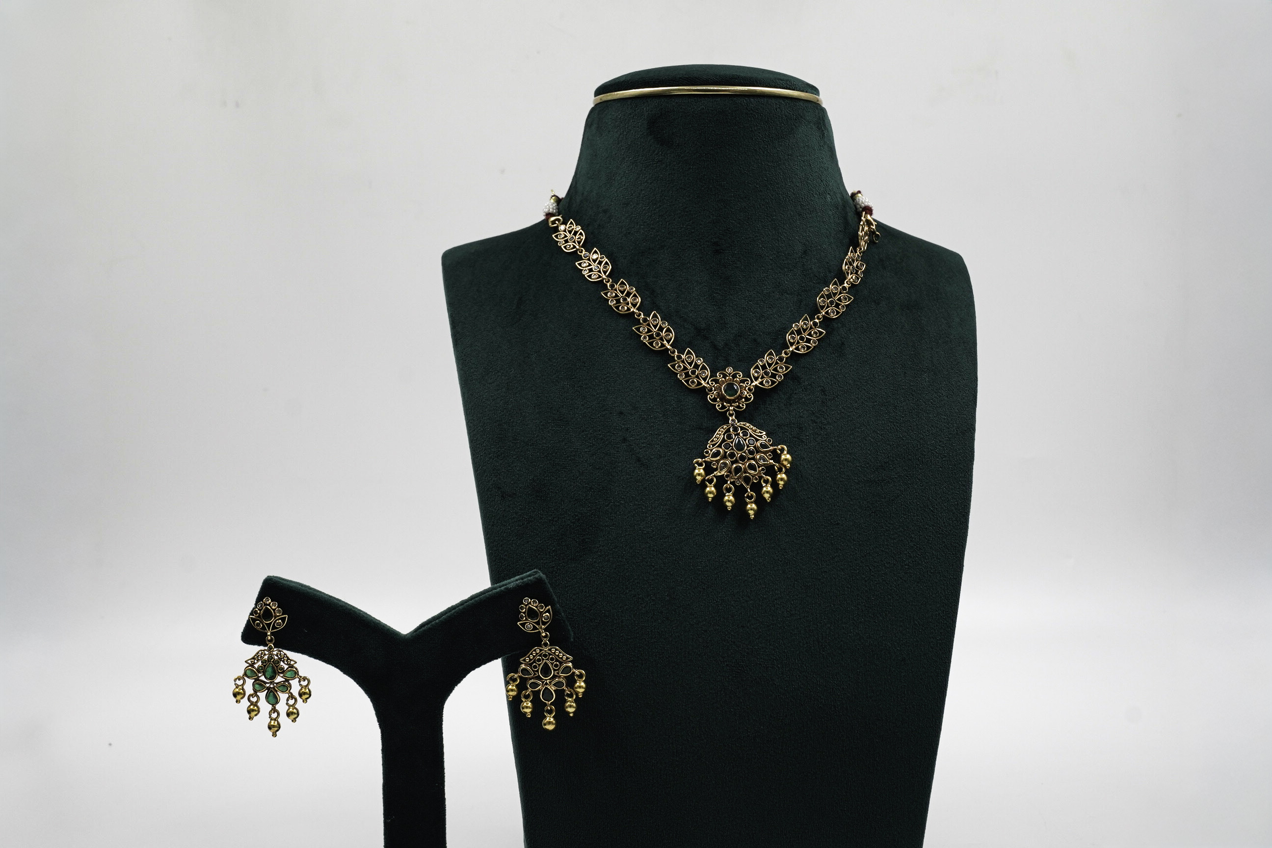 Raag Silver Jewellery - Gold Polished Silver Leaf Necklace