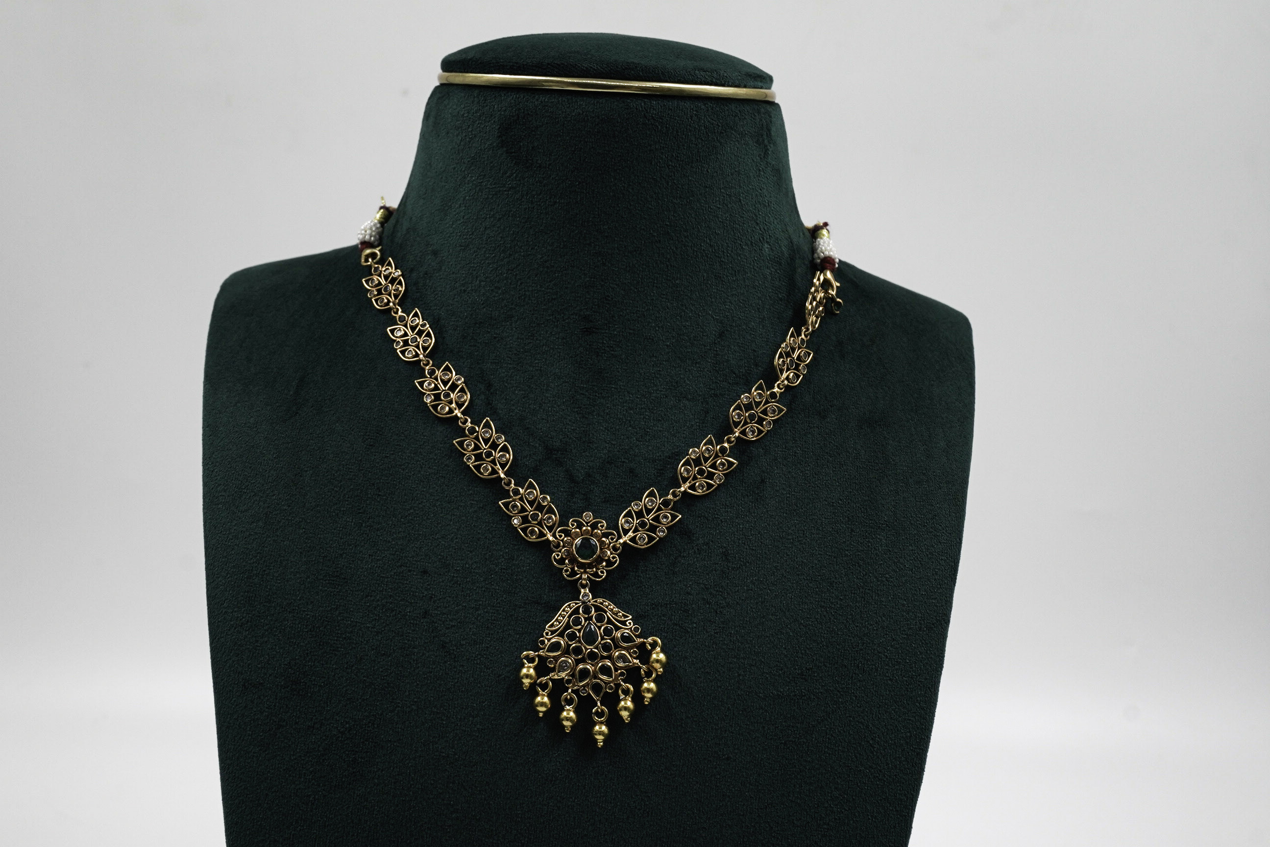 Raag Silver Jewellery - Gold Polished Silver Leaf Necklace