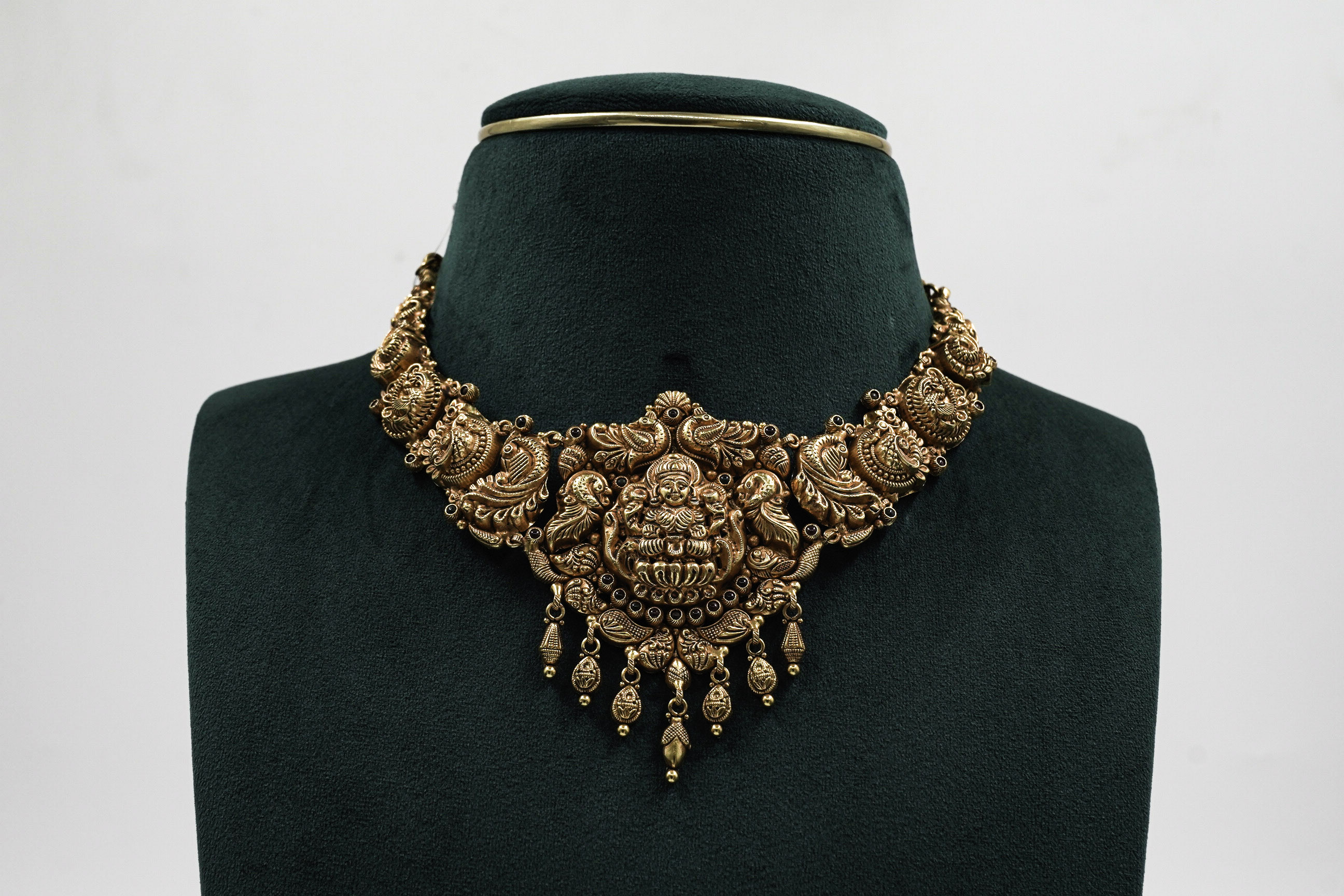 Gold Polished Silver Lakshmi Necklace