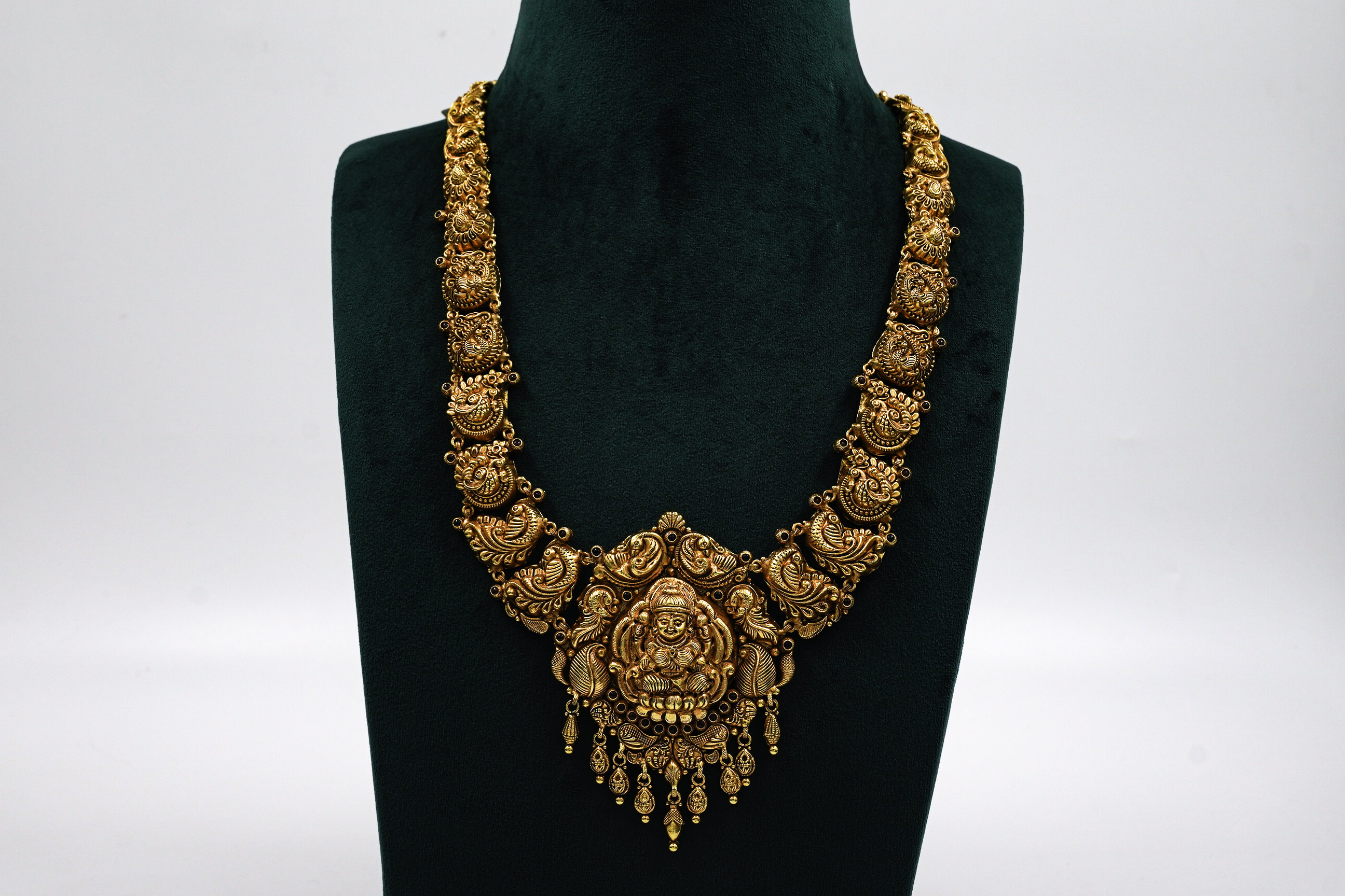 Gold Polished Silver Temple Necklace