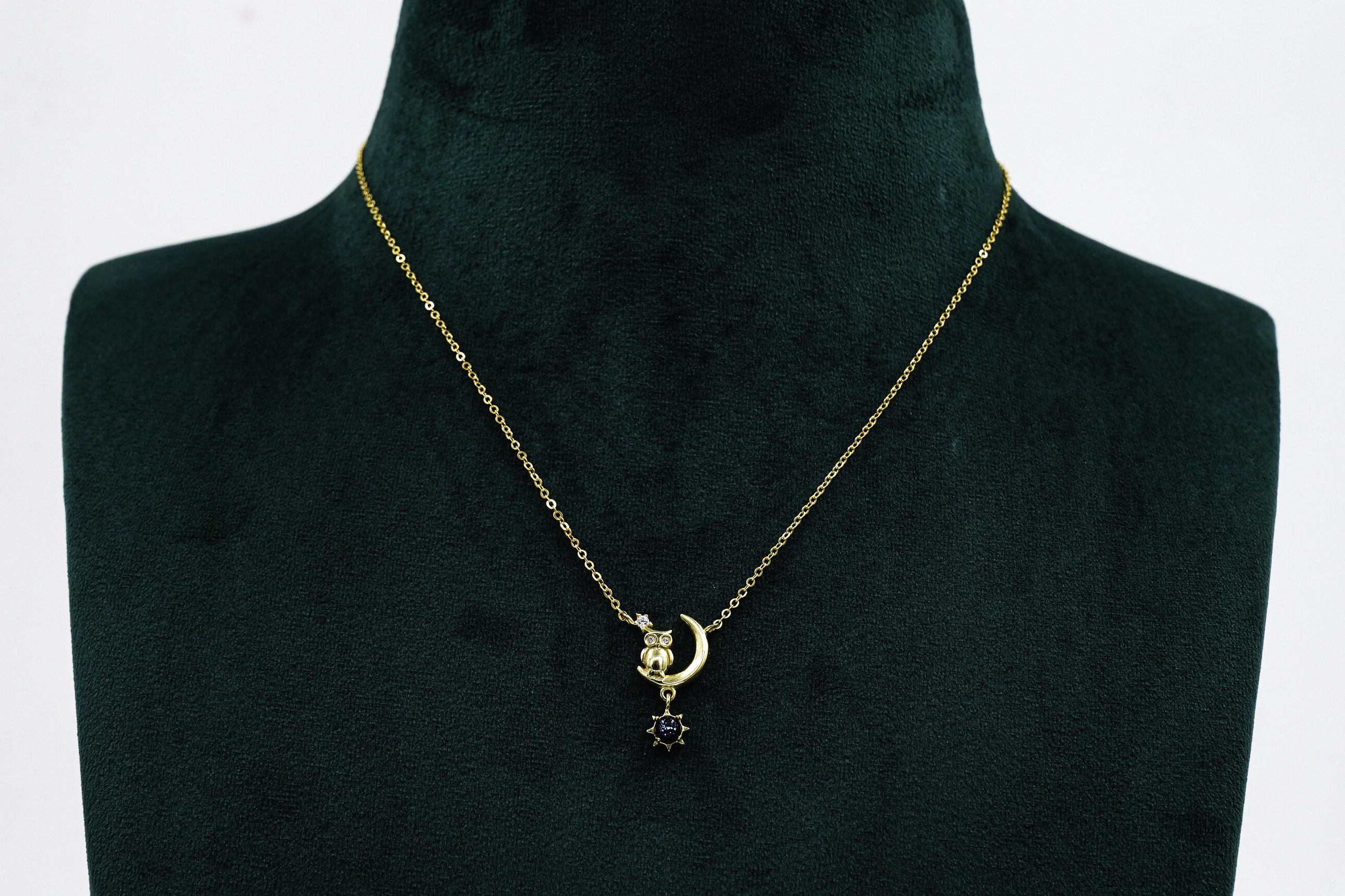 Gold Polished Silver Owl Necklace