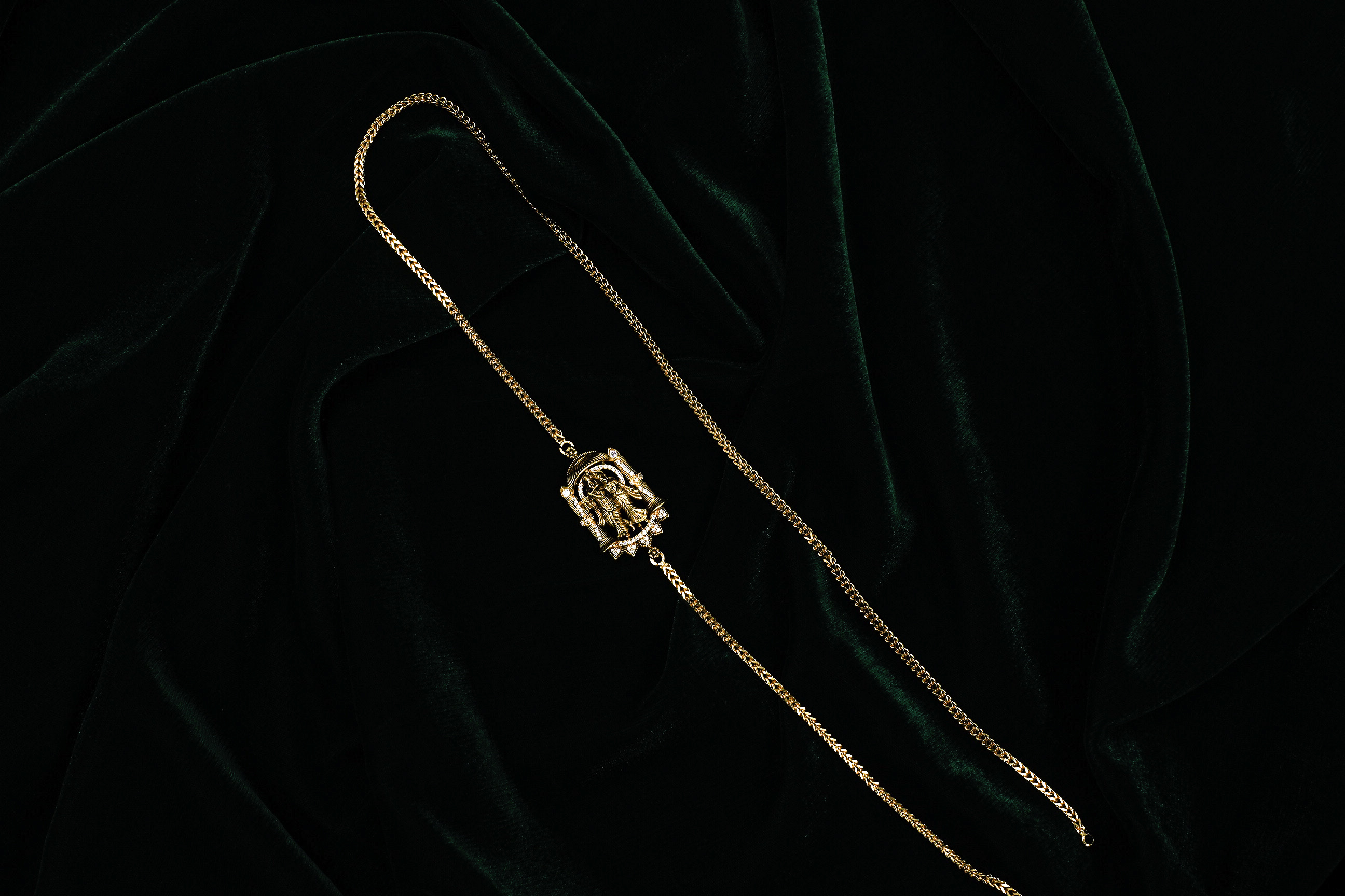 Gold Polished Silver Krishna Necklace