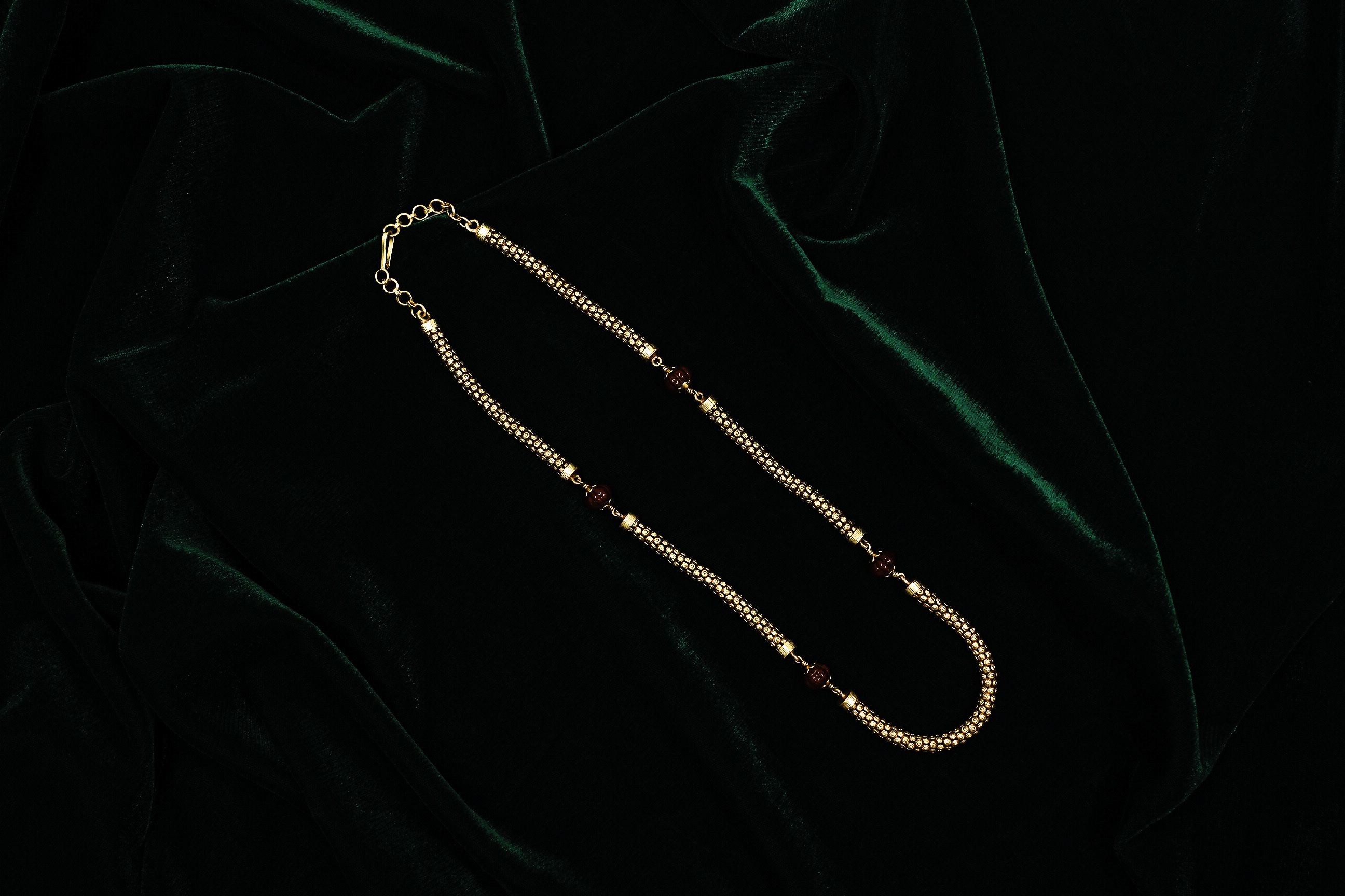 Gold Polished Silver Beaded Necklace