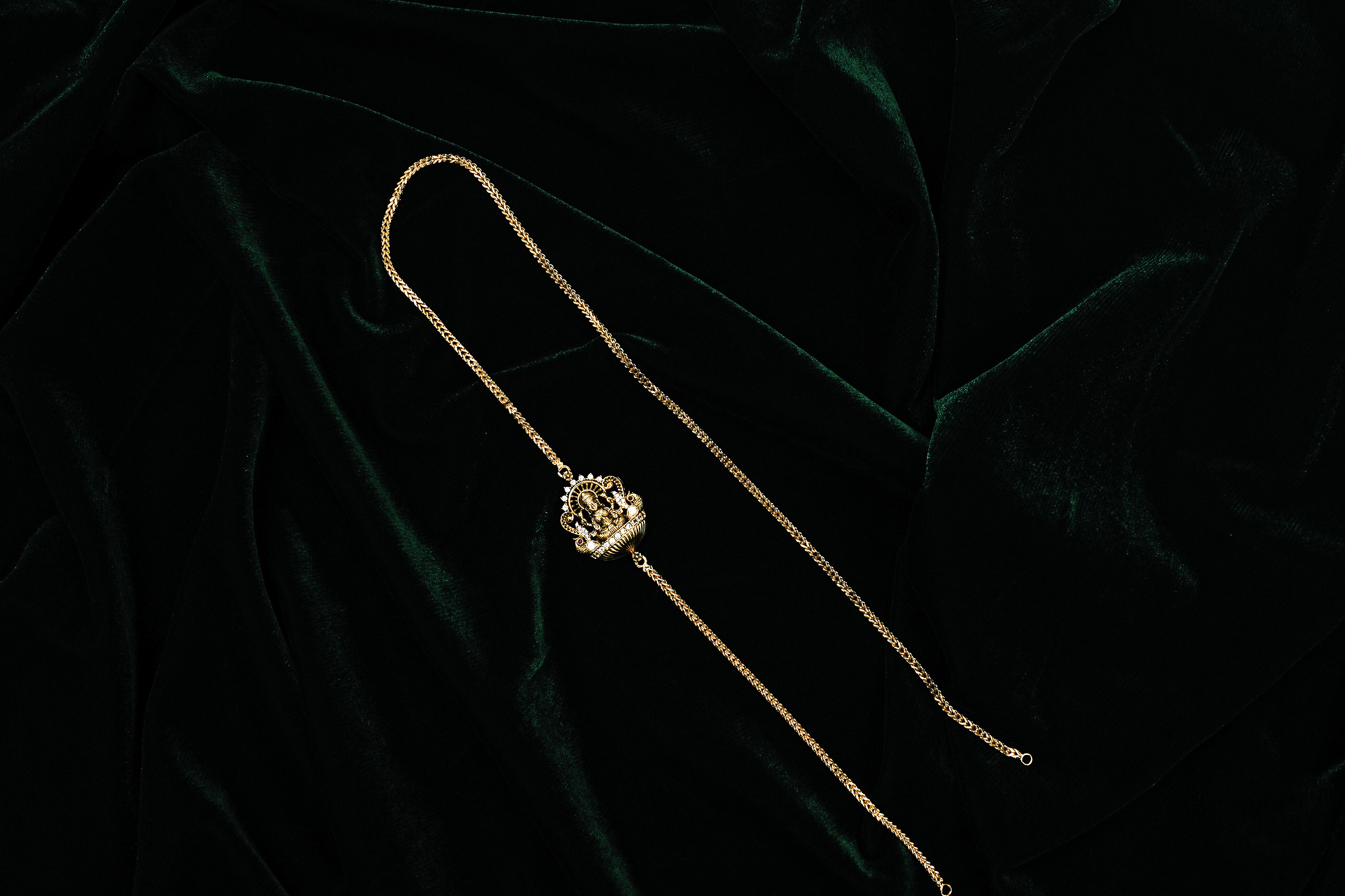 Gold Polished Silver Lakshmi Necklace