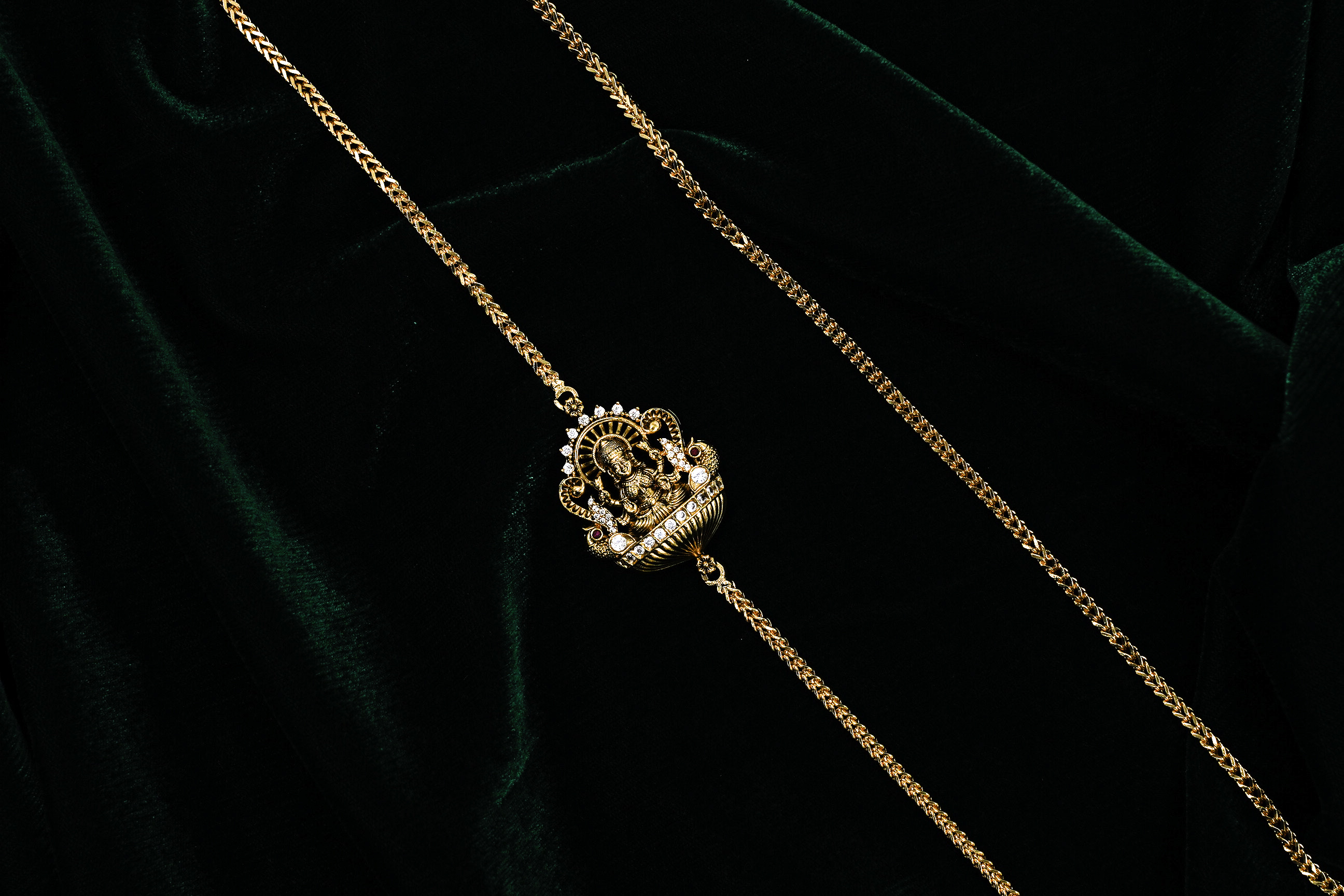 Raag Silver Jewellery - Gold Polished Silver Lakshmi Necklace