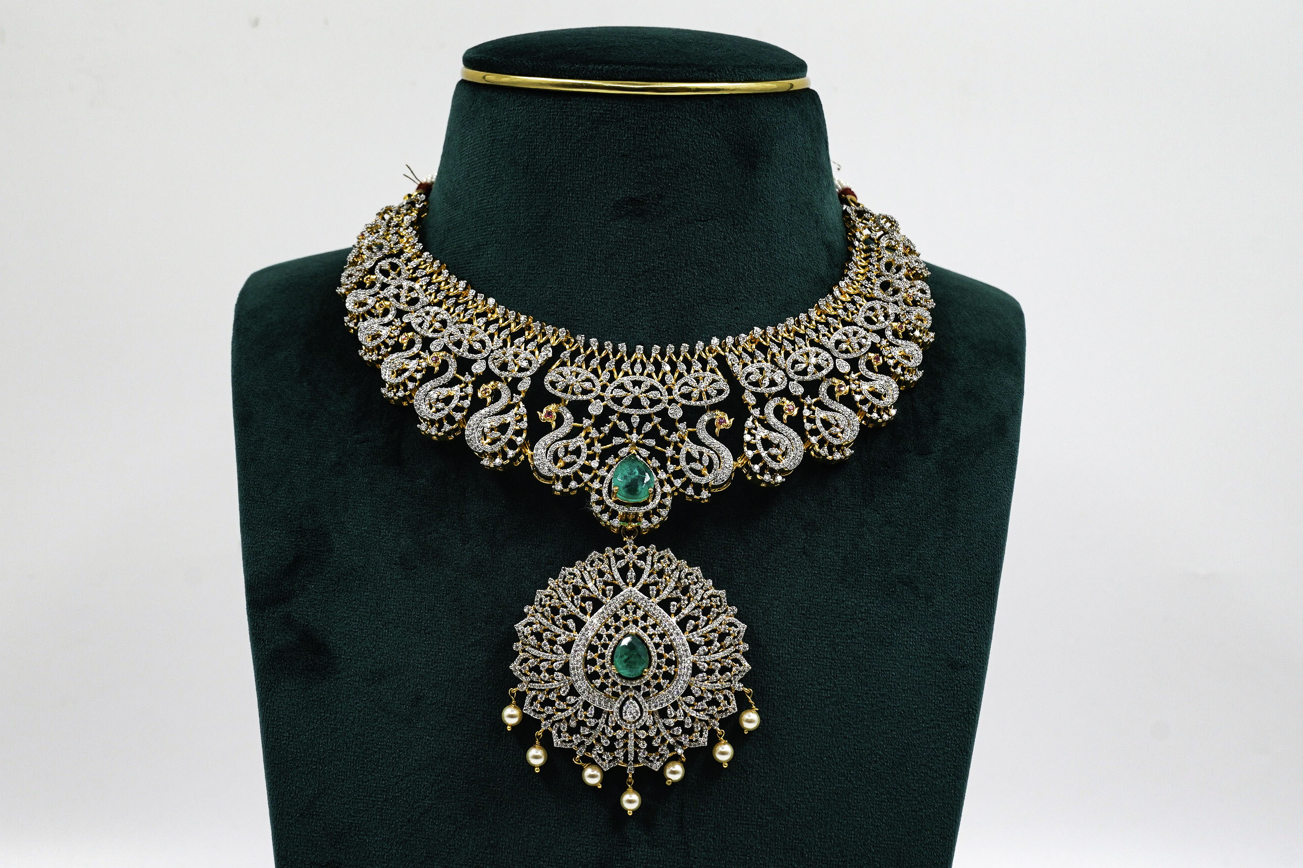 Raag Silver Jewellery - Emerald Necklace Set