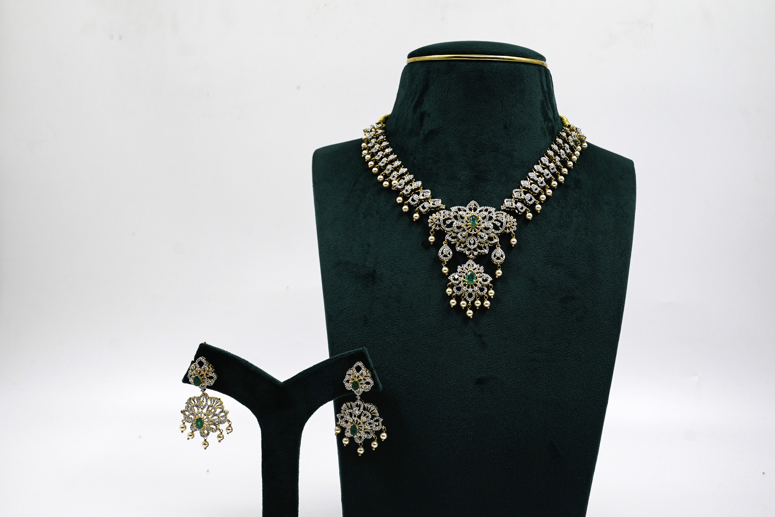 Raag Silver Jewellery - Emerald Silver Necklace