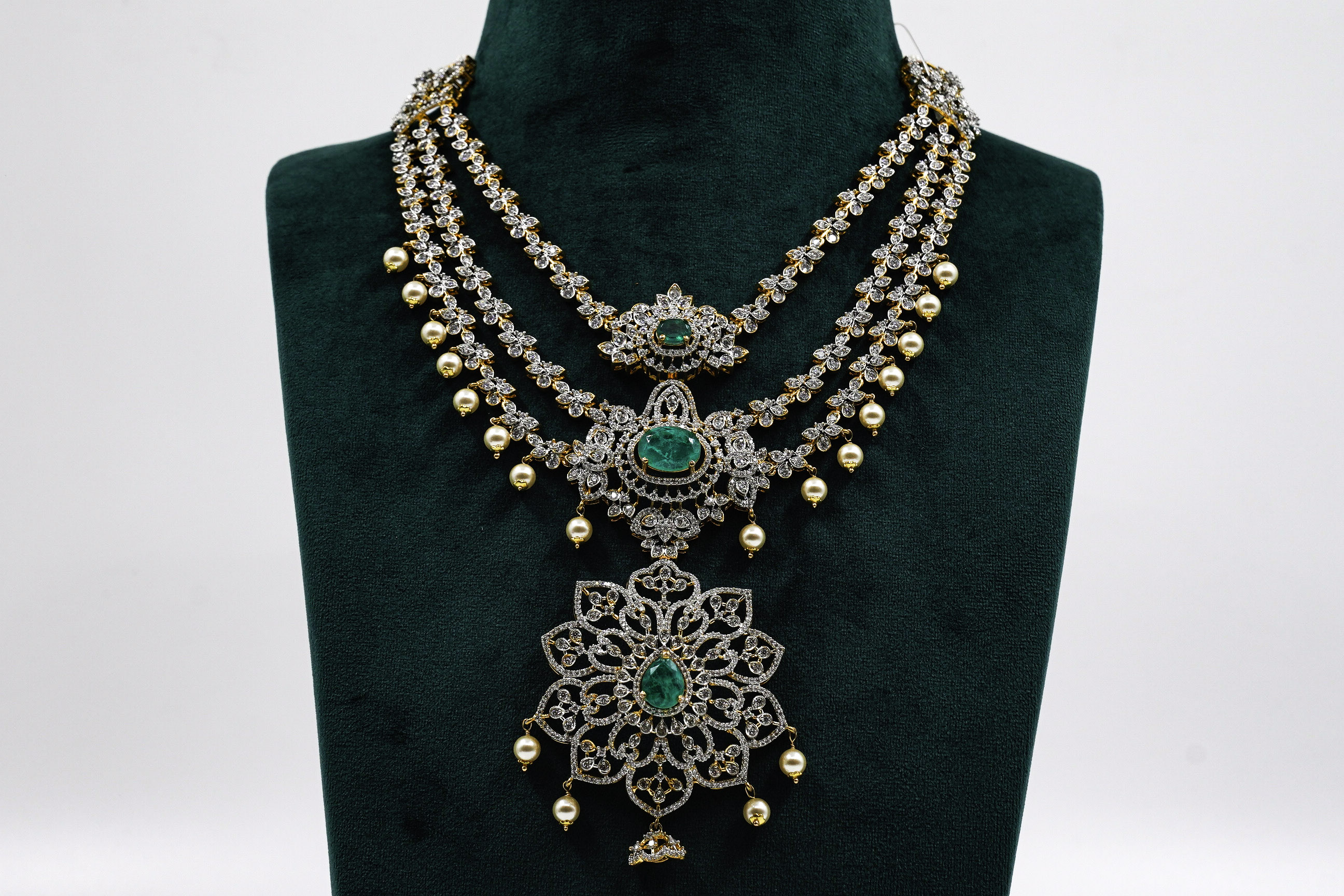 Raag Silver Jewellery - Emerald Silver Necklace
