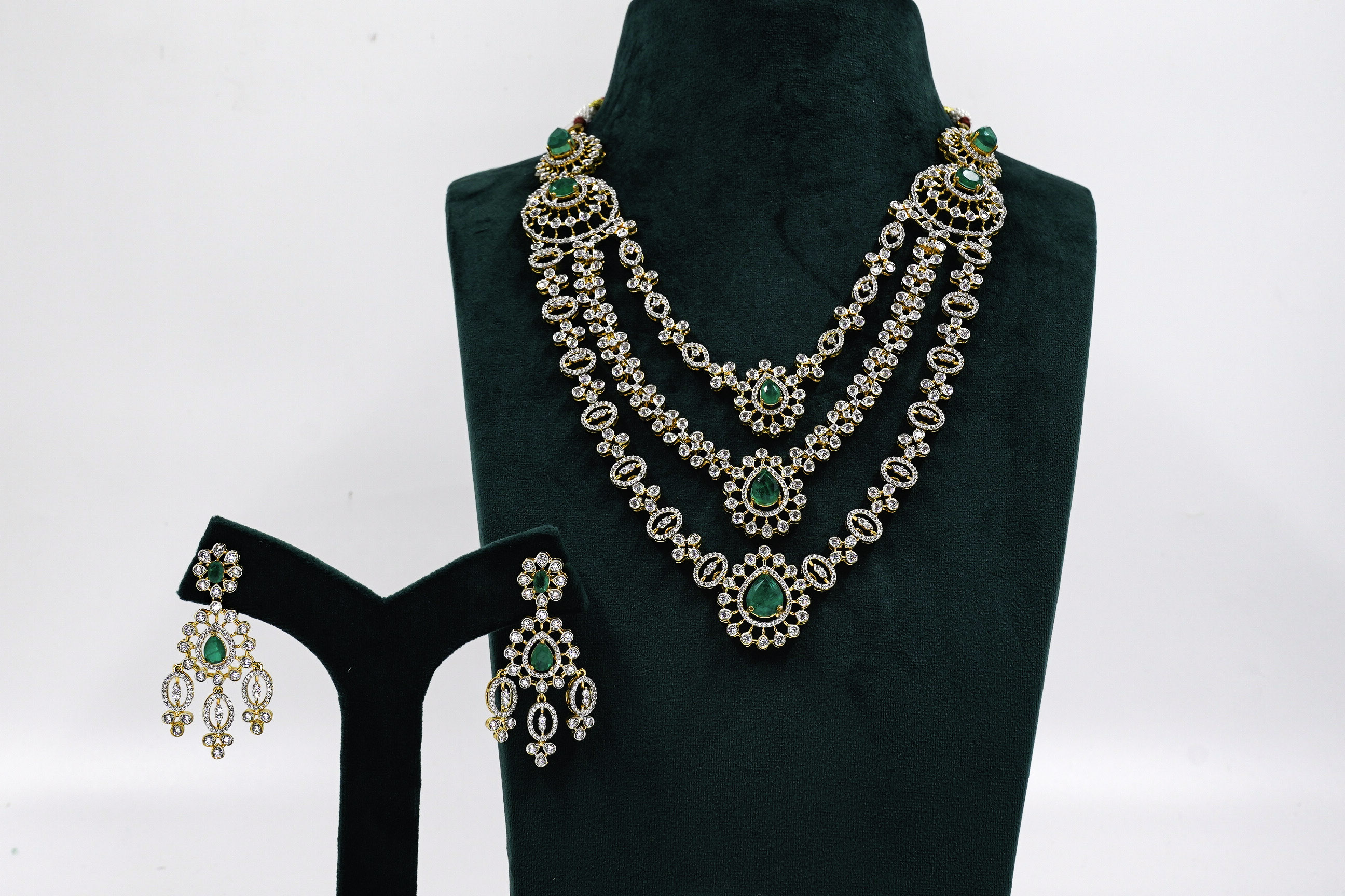 Raag Silver Jewellery - Emerald Necklace Set